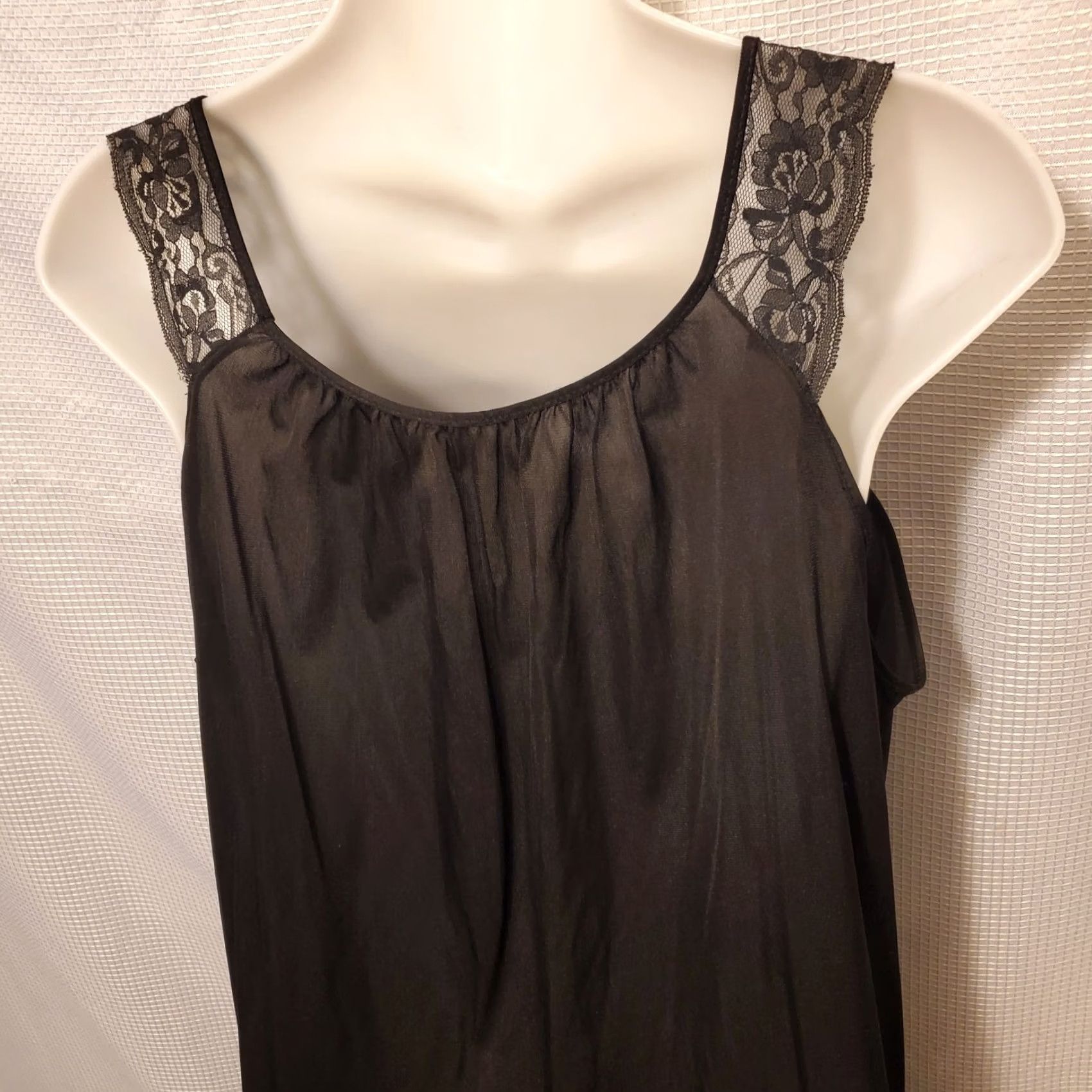 Vintage VINTAGE Berkliff Womens Maxi Slip Dress Lace Shoulder 1980s Black L Victorian Day Dress Mens Womens Girls Size L / US 10 / IT 46 - 5 Thumbnail