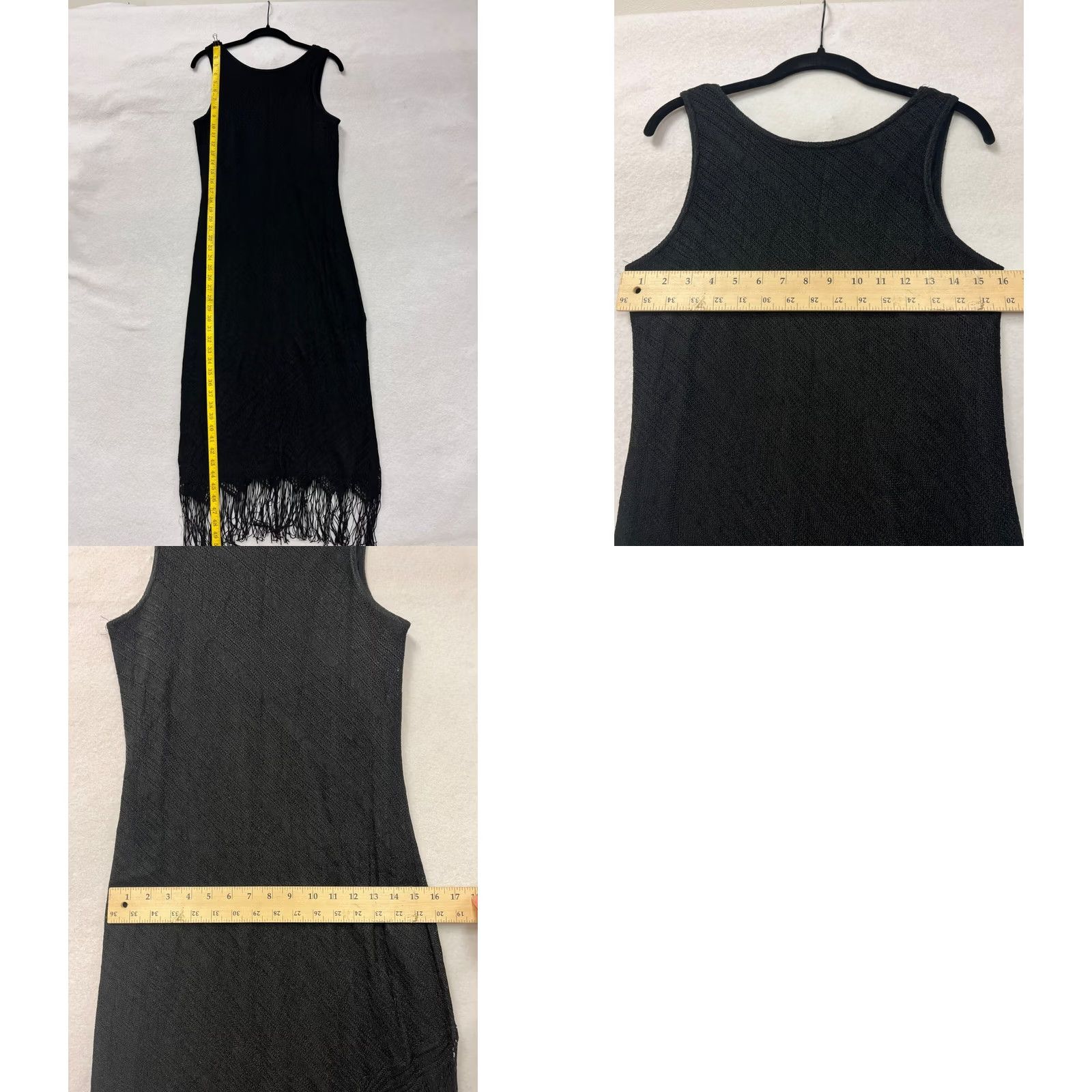 Vintage Vintage Harlow Petite Dress 80s/90s - Black Fringe 14P #6403 Size XL / US 12-14 / IT 48-50 - 8 Thumbnail