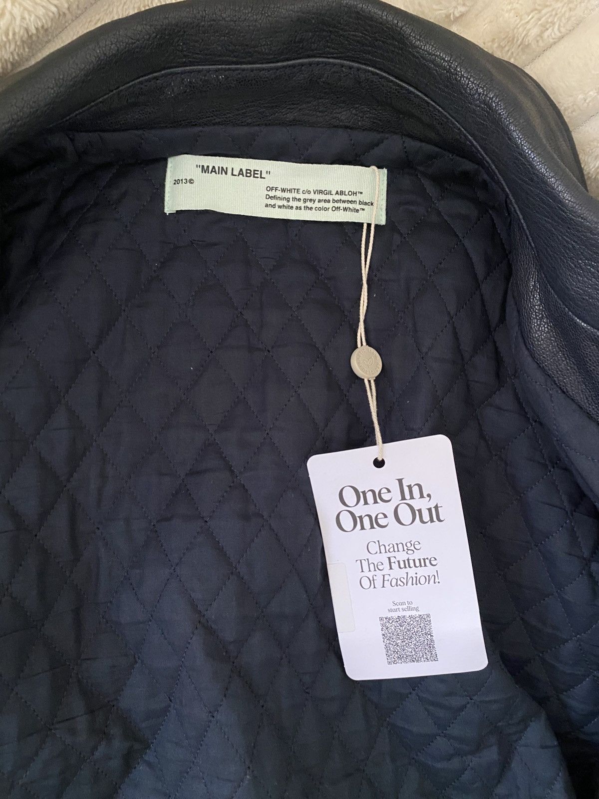Off-White Off-White Aviator Bomber Leather Jacket Navy XL Size US XL / EU 56 / 4 - 11 Thumbnail