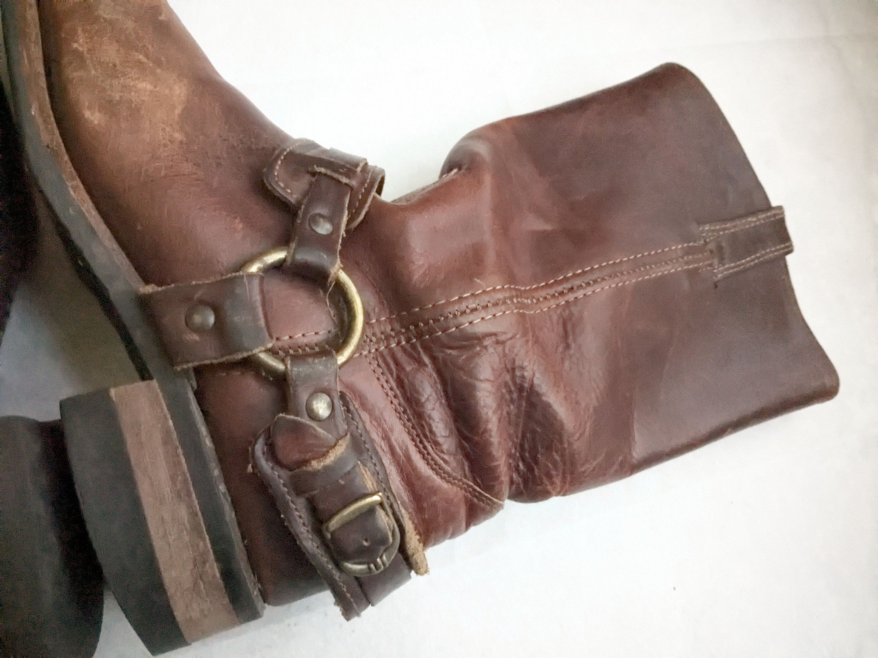 Frye Frye Harness Brown Leather 7.5 M Leather Buckle Punk Size US 7.5 / EU 40-41 - 8 Thumbnail