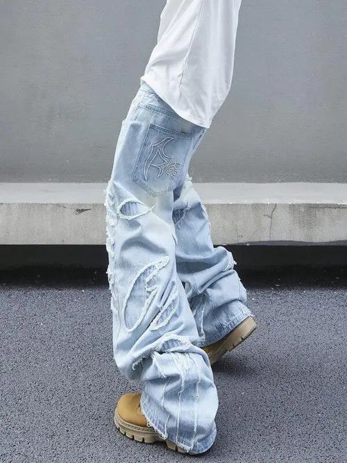Jean Retro Distressed ripped baggy Jeans Size US 36 / EU 52 - 2 Thumbnail