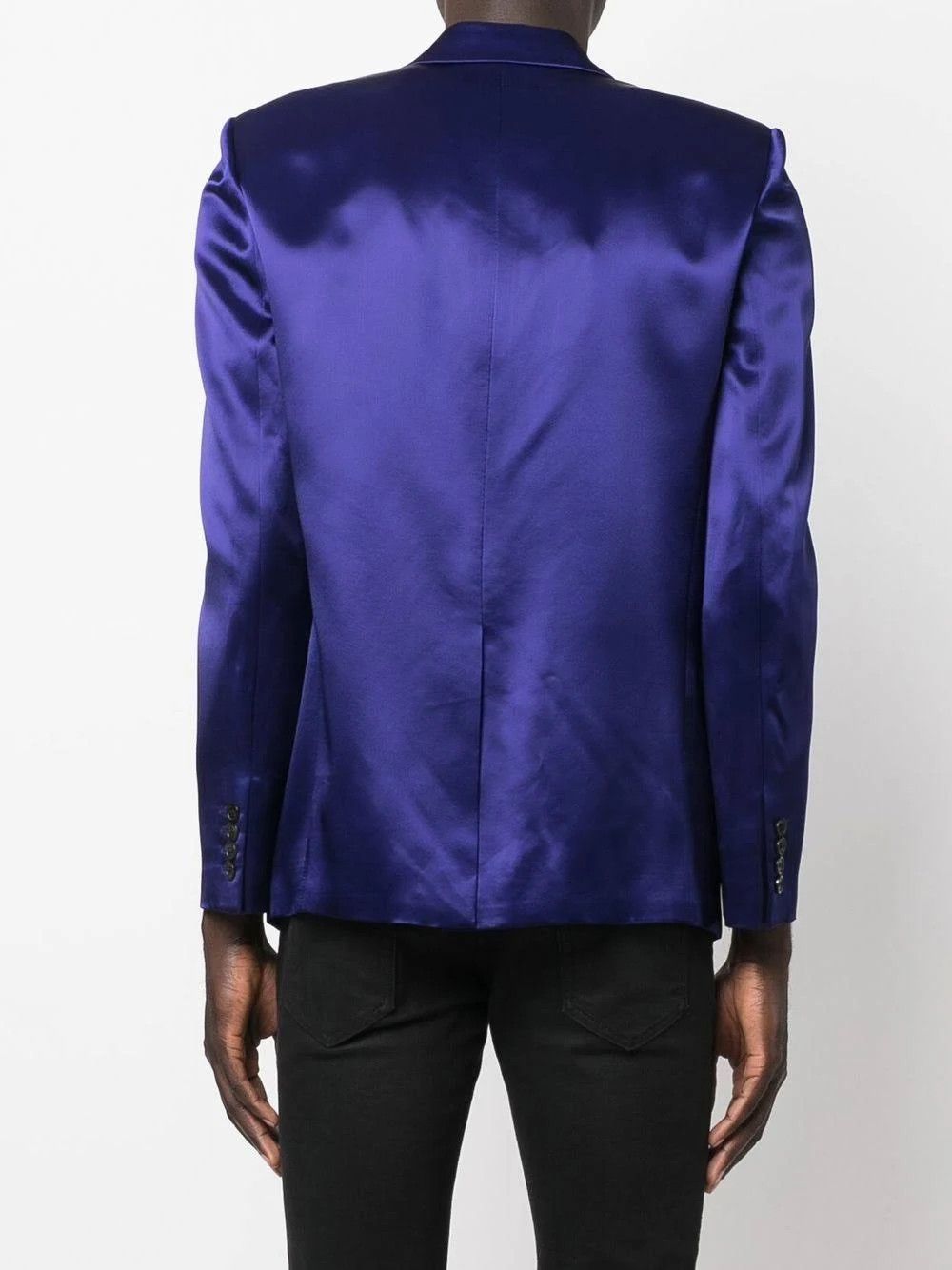Saint Laurent Paris o1s1wg110724 Fitted Single-Breasted Jacket Shiny Royal Blue Size US M / EU 48-50 / 2 - 3 Thumbnail