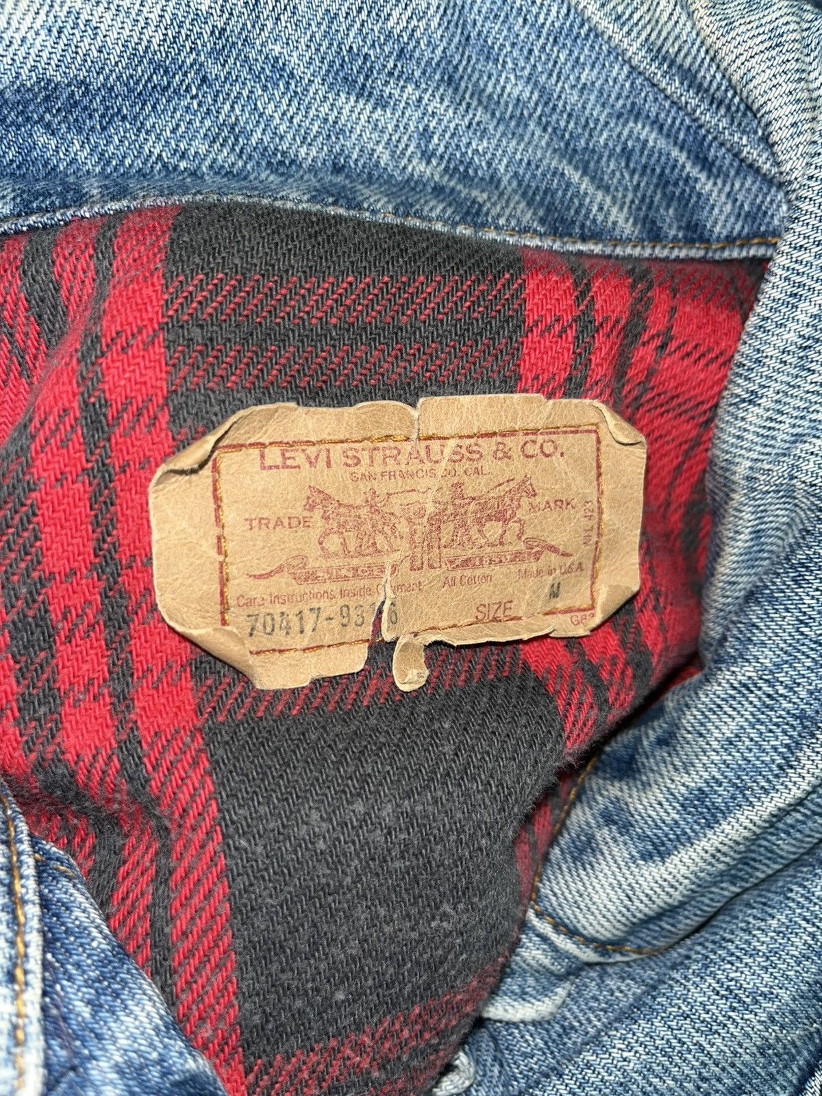 Levi's × Levi's Vintage Clothing × Vintage Vintage Levi's 80s Denim Trucker Jacket 70417 Flannel Lined Size US M / EU 48-50 / 2 - 8 Thumbnail
