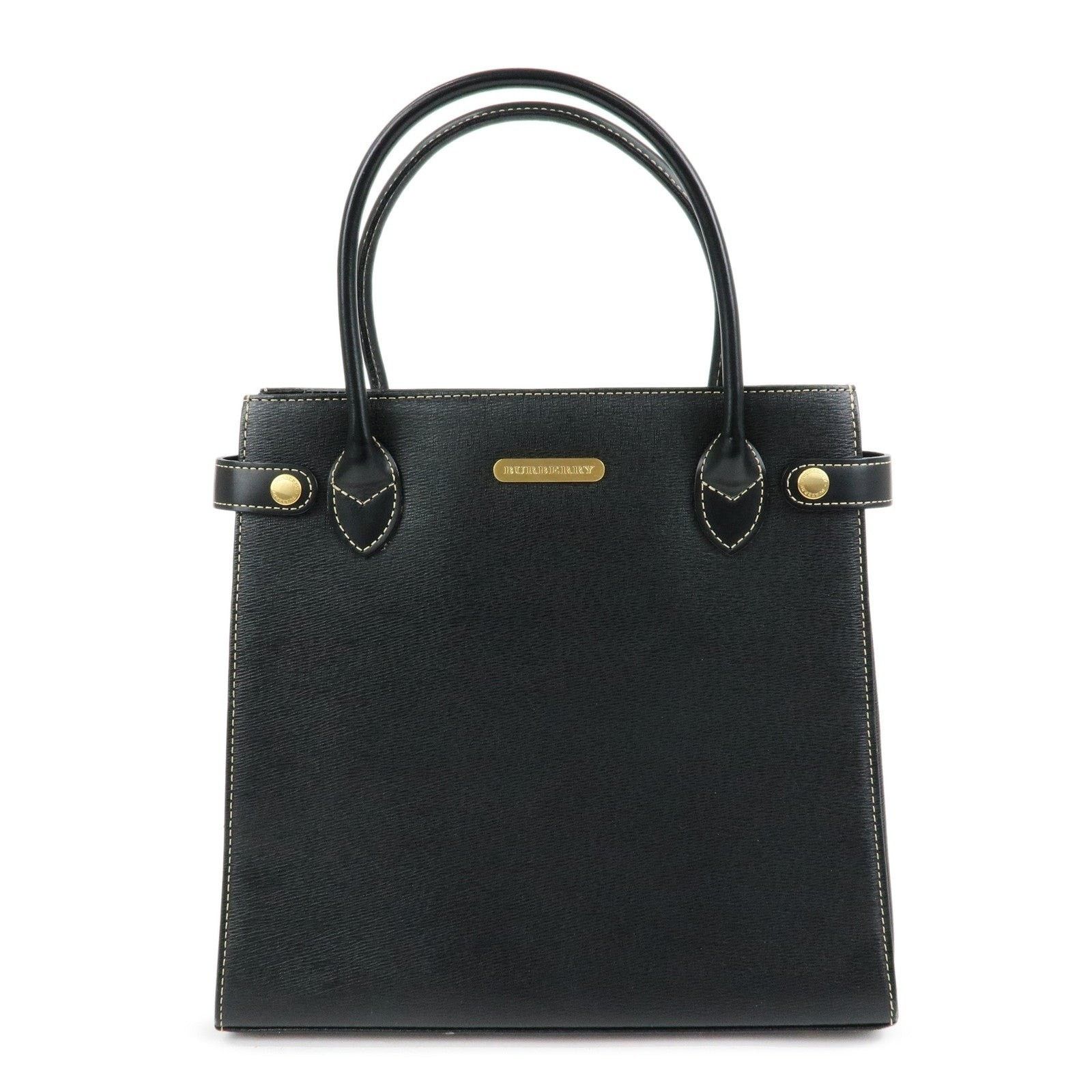 Burberry Burberry Nova Plaid Leather Top Handle Bag Black Size ONE SIZE - 1 Thumbnail