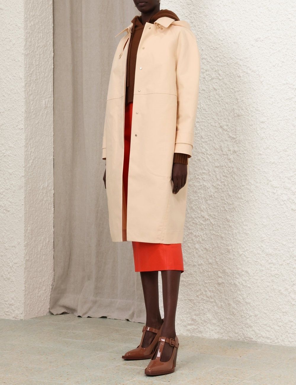 Zimmermann oc11z0525 Tranquillity Poplin Crombie Coat in Beige Size S / US 4 / IT 40 - 3 Thumbnail