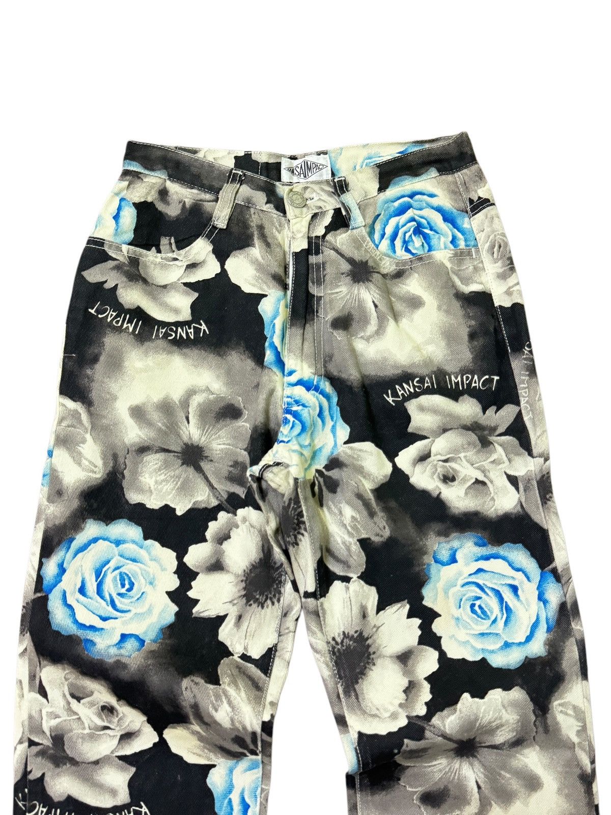 Japanese Brand FLARED KANSAI IMPACT FLOWER FULL PRINTED BOOT CUT PANT Size 24" / US 00 / IT 34 - 3 Thumbnail