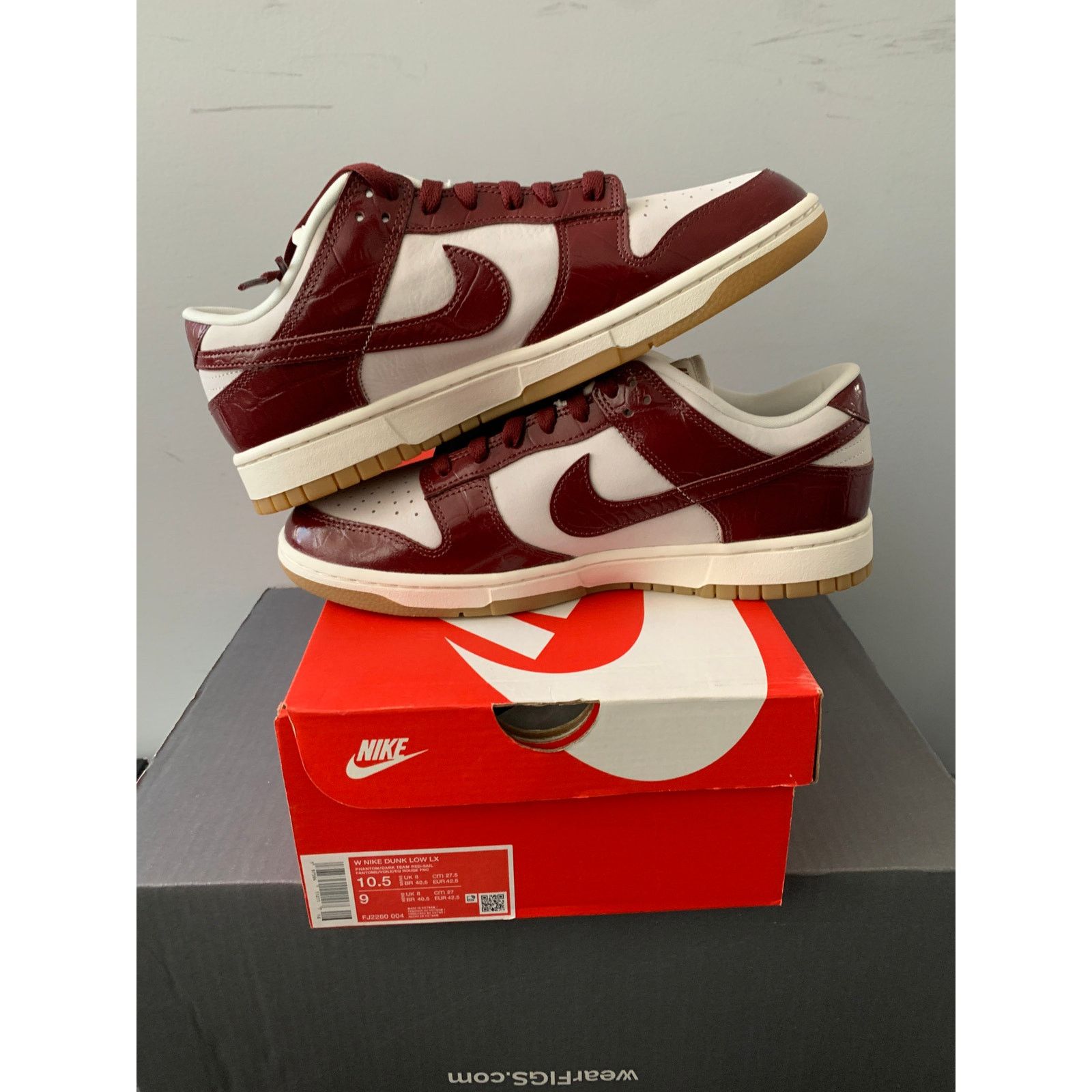 Nike Dunk Low LX Dark Team Red Croc Women's NEW