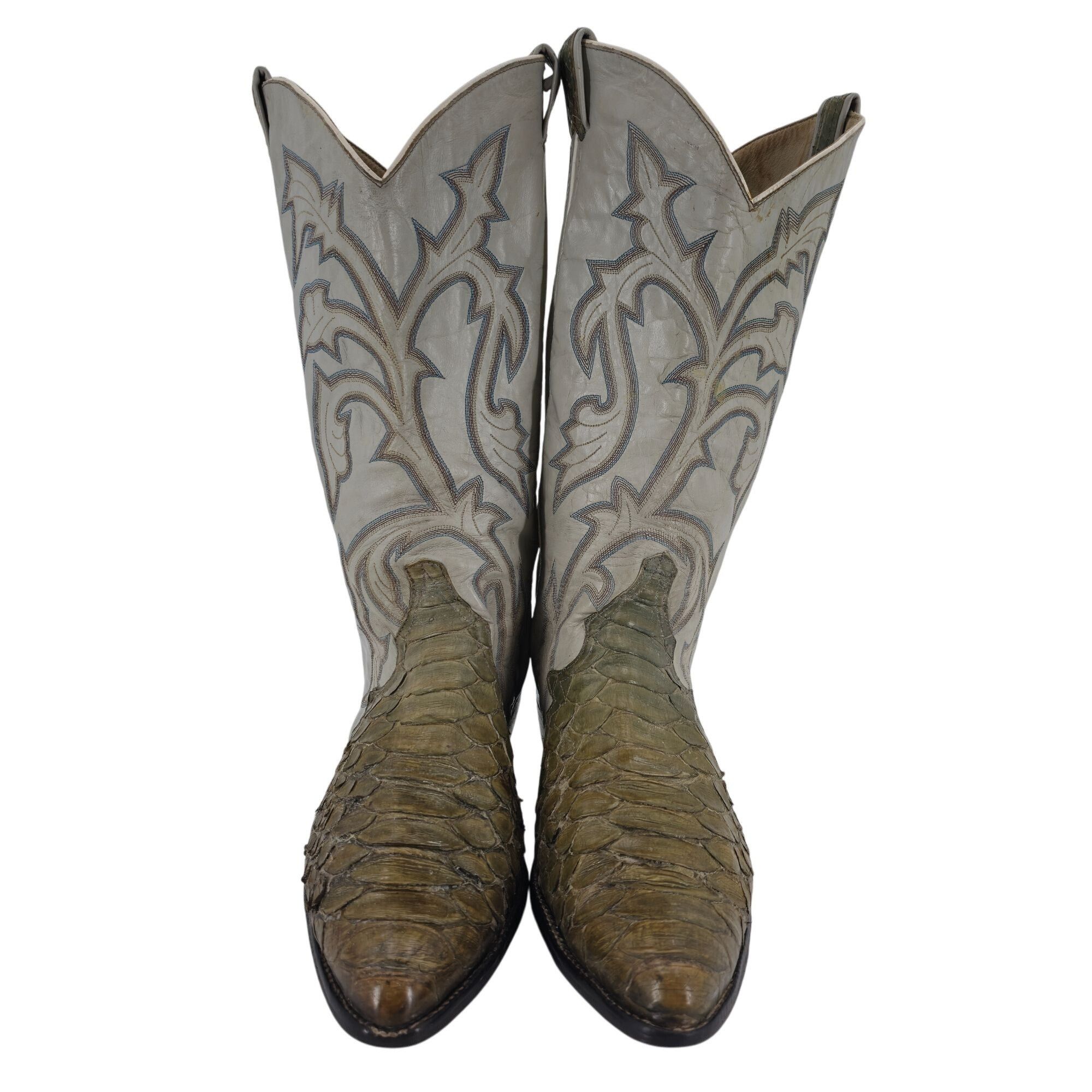 Larry Mahan Vintage Larry Mahan Mens 11.5D Giant Python Distressed Snake Size US 11.5 / EU 44-45 - 8 Thumbnail