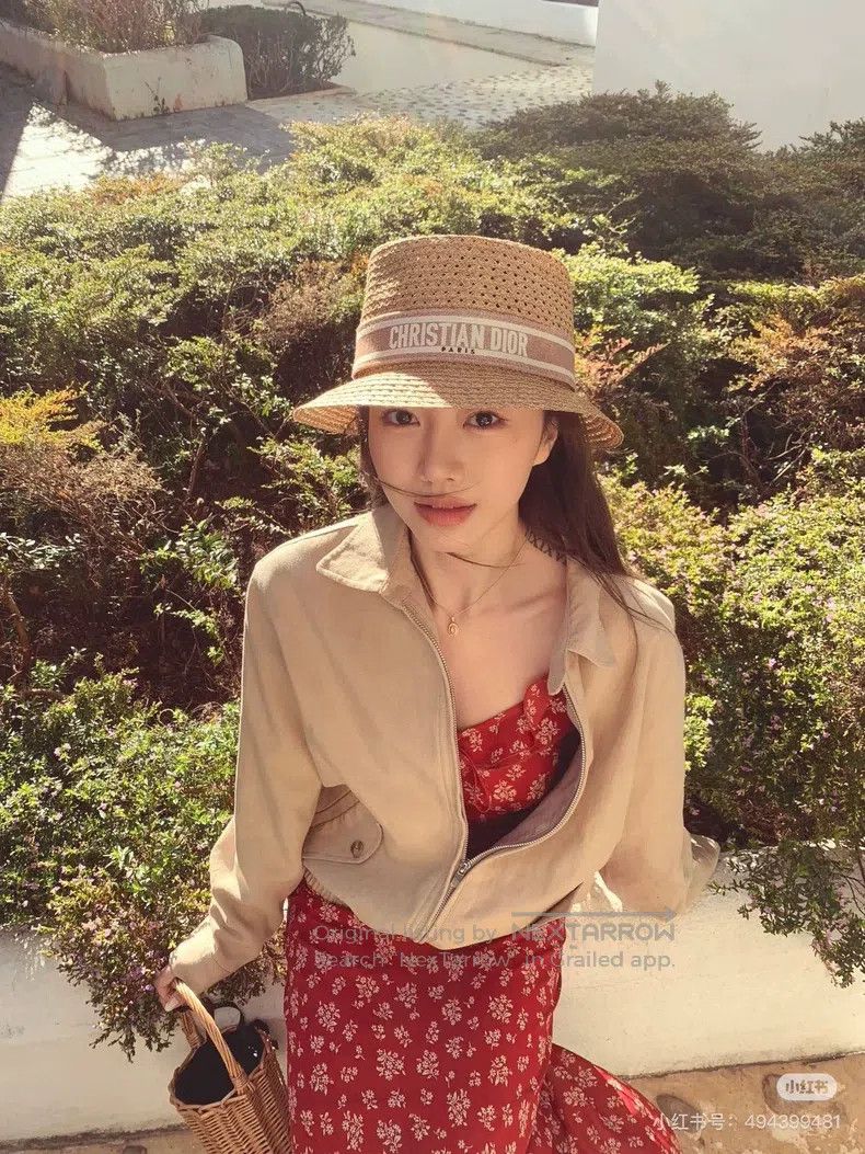 Dior Dior Size57 Pink letter webbing woven straw hat Size ONE SIZE - 8 Thumbnail