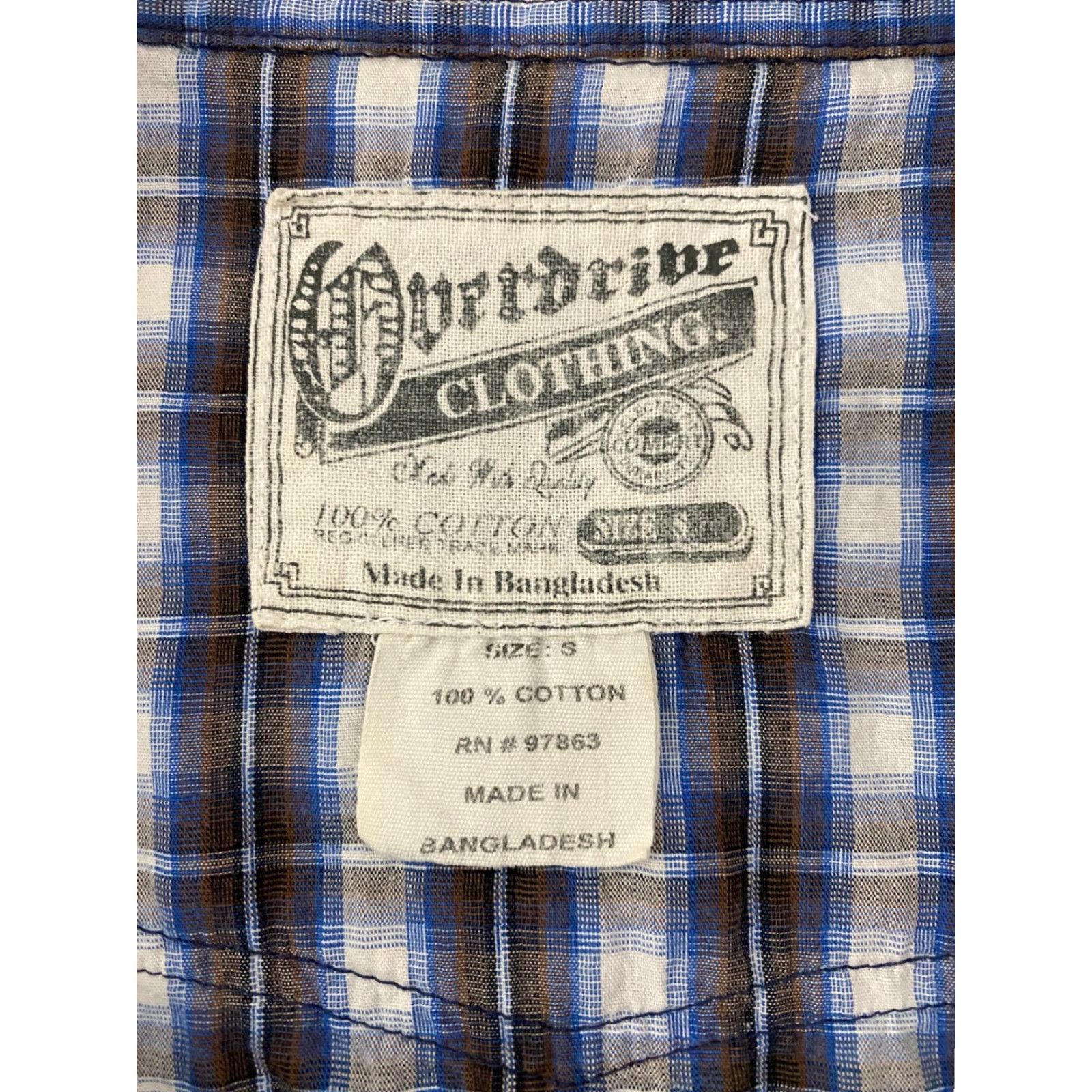 Vintage Overdrive Clothing Shirt Mens S Blue Plaid Pearl Snap Casual Western Cowboy Size US S / EU 44-46 / 1 - 4 Thumbnail