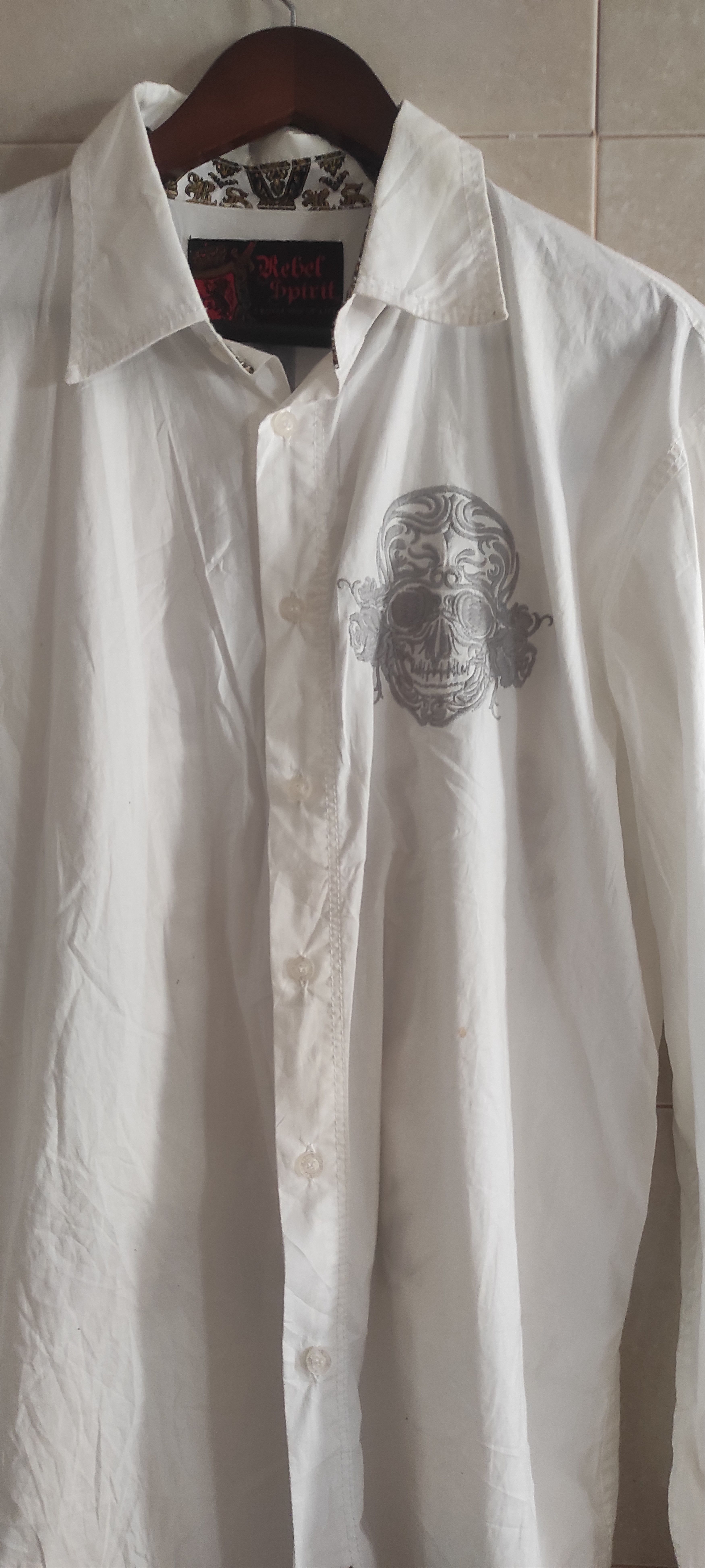 Other Rebel Spirit Embroidered Patched Skull Men's Shirt Size L Size US L / EU 52-54 / 3 - 3 Thumbnail