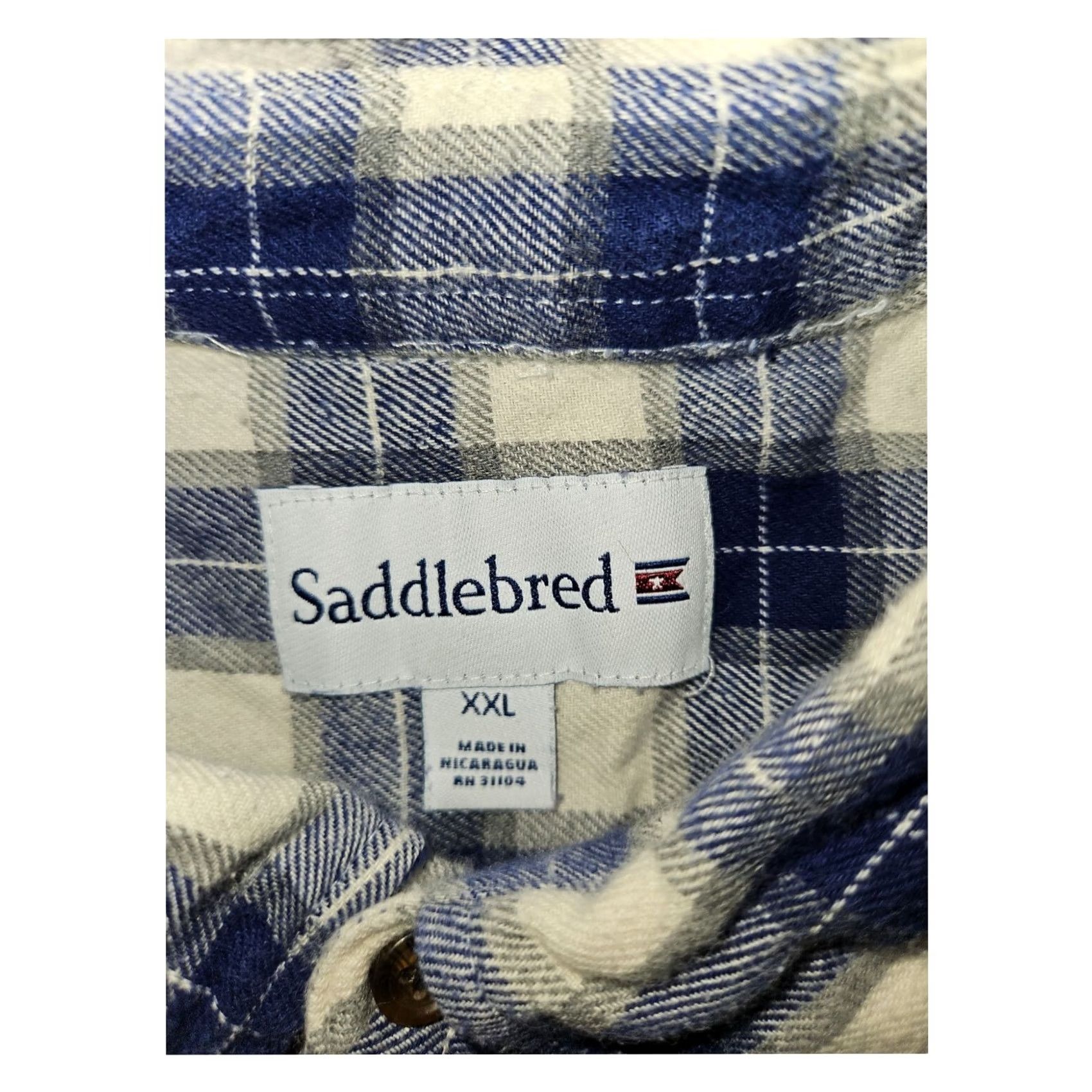 Vintage Saddlebred Button-Up Shirt Men XXL Long Sleeve Blue Plaid Western Regular Collar-Down Button-Down Cotton Flannel Casual Workwear Travel Size US XXL / EU 58 / 5 - 2 Thumbnail