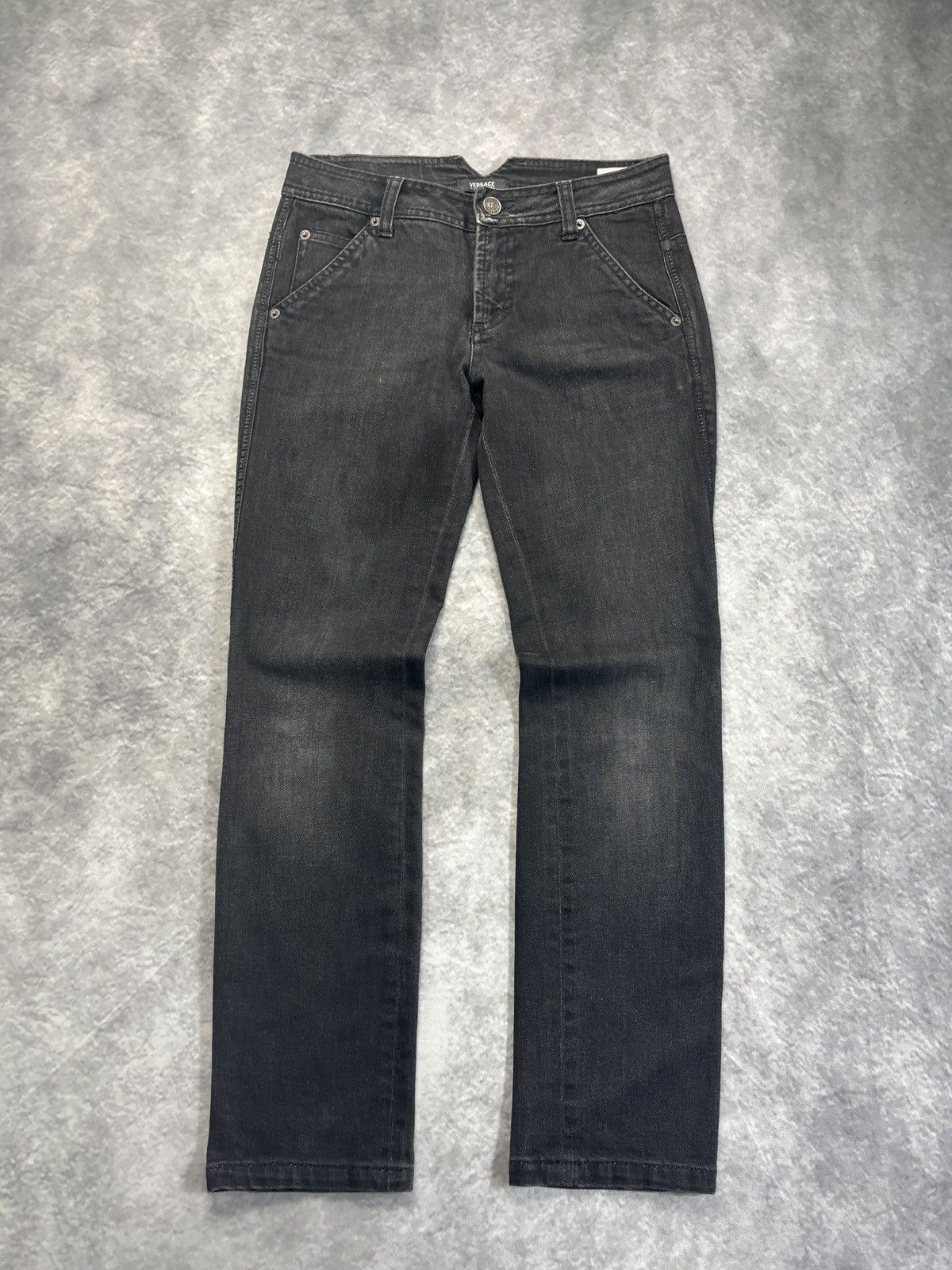 Versace × Versace Jeans Couture × Vintage 2000s Versace Jeans Couture Black Denim Vintage VJC Pants Y2 Size 26" / US 2 / IT 38 - 1 Thumbnail