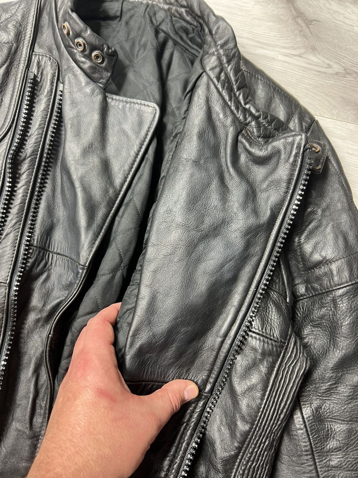 Genuine Leather Vintage Heavyweight Biker Motorcycle Leather Jacket Racing Size US M / EU 48-50 / 2 - 15 Thumbnail