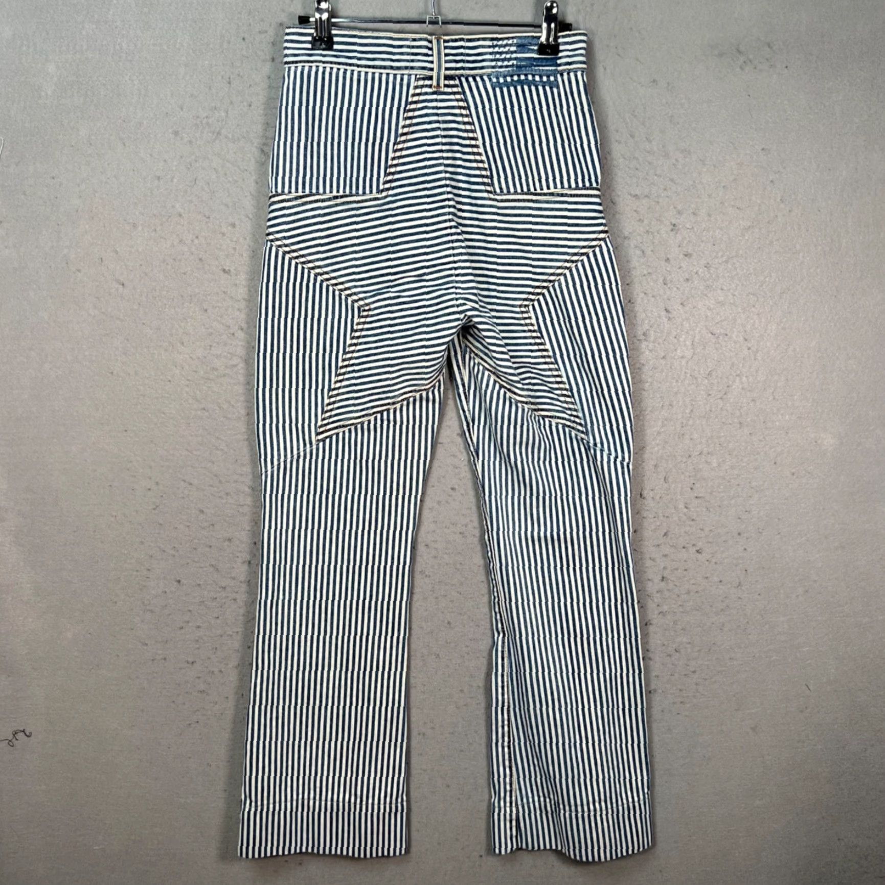 Vintage Revice Denim Womens Size 25 Striped Star Patch High-Waisted Flare Jeans Size 42" / US 20 - 2 Thumbnail
