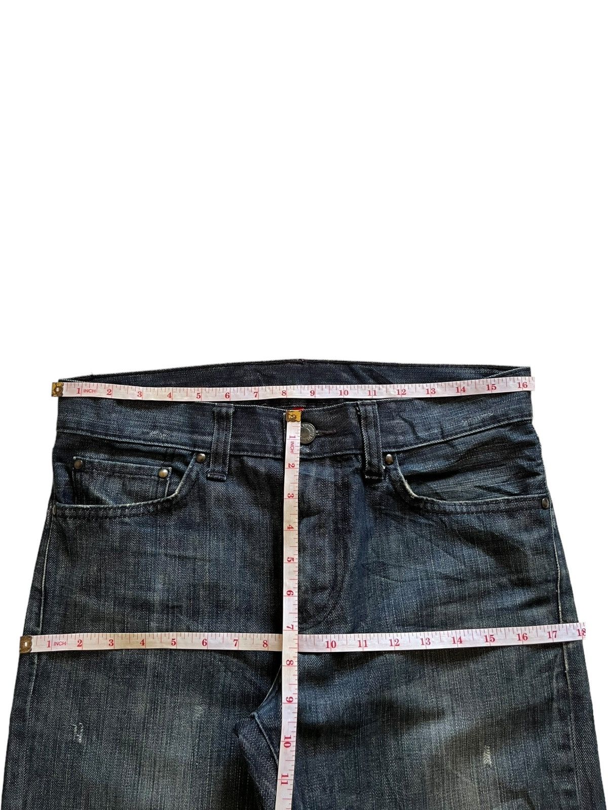 Japanese Brand × Uniqlo SALES🔥Vintage Uniqlo Mud Wash Distressed Slim Fit Jeans Size US 32 / EU 48 - 11 Thumbnail