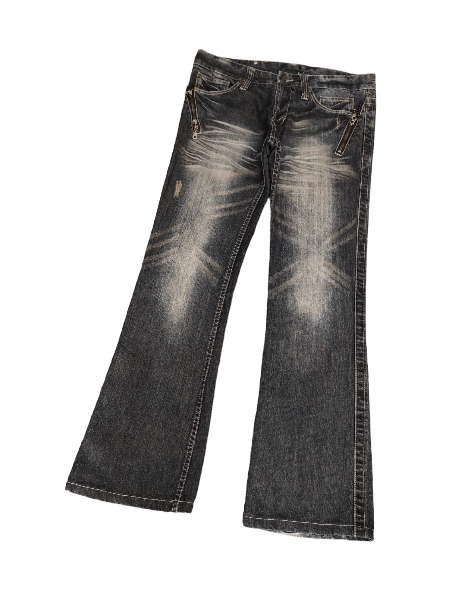 semanticdesign Flare Jeans Semantic Design Distress Faded Bootcut Denim Size US 34 / EU 50 - 1 Thumbnail