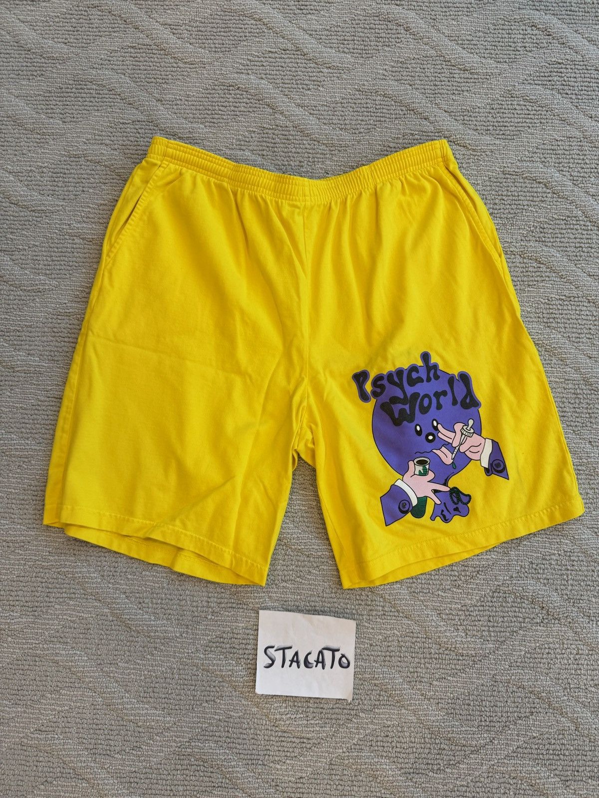 Psychworld × Rap Tees Psychworld Shorts Yellow XL Size US 36 / EU 52 - 1 Thumbnail