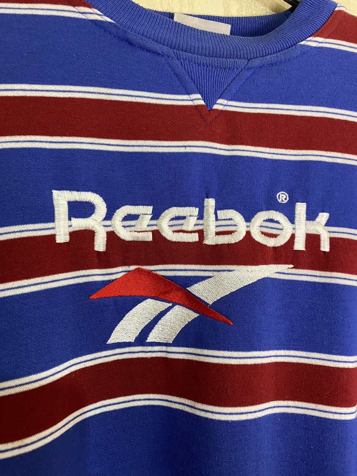 Reebok × Vintage Vintage Reebok Striped Big Logo Sweatshirt Size US M / EU 48-50 / 2 - 3 Thumbnail