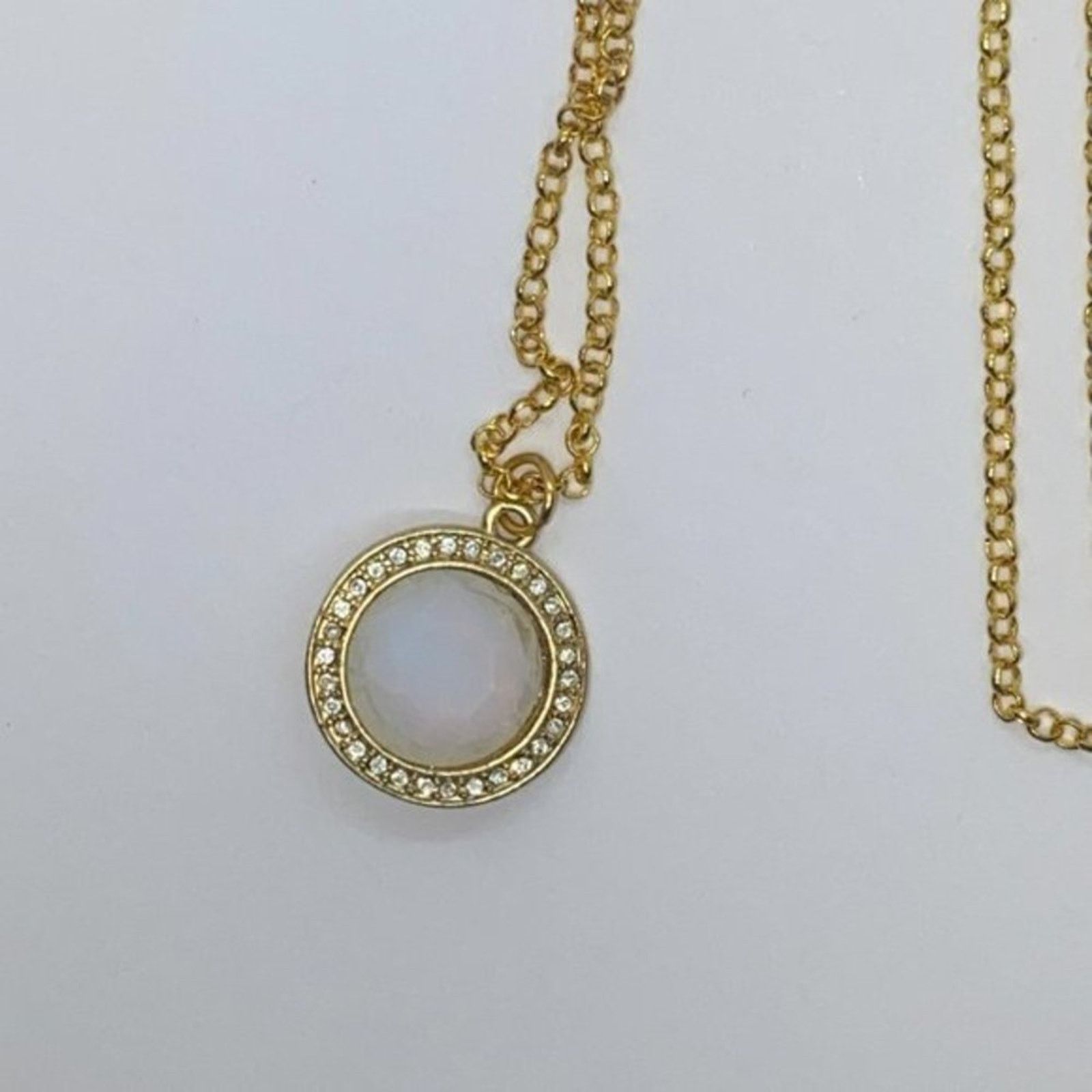 Handmade Gold-Tone Rhinestone Iridescent Pendant Necklace Size ONE SIZE - 4 Thumbnail