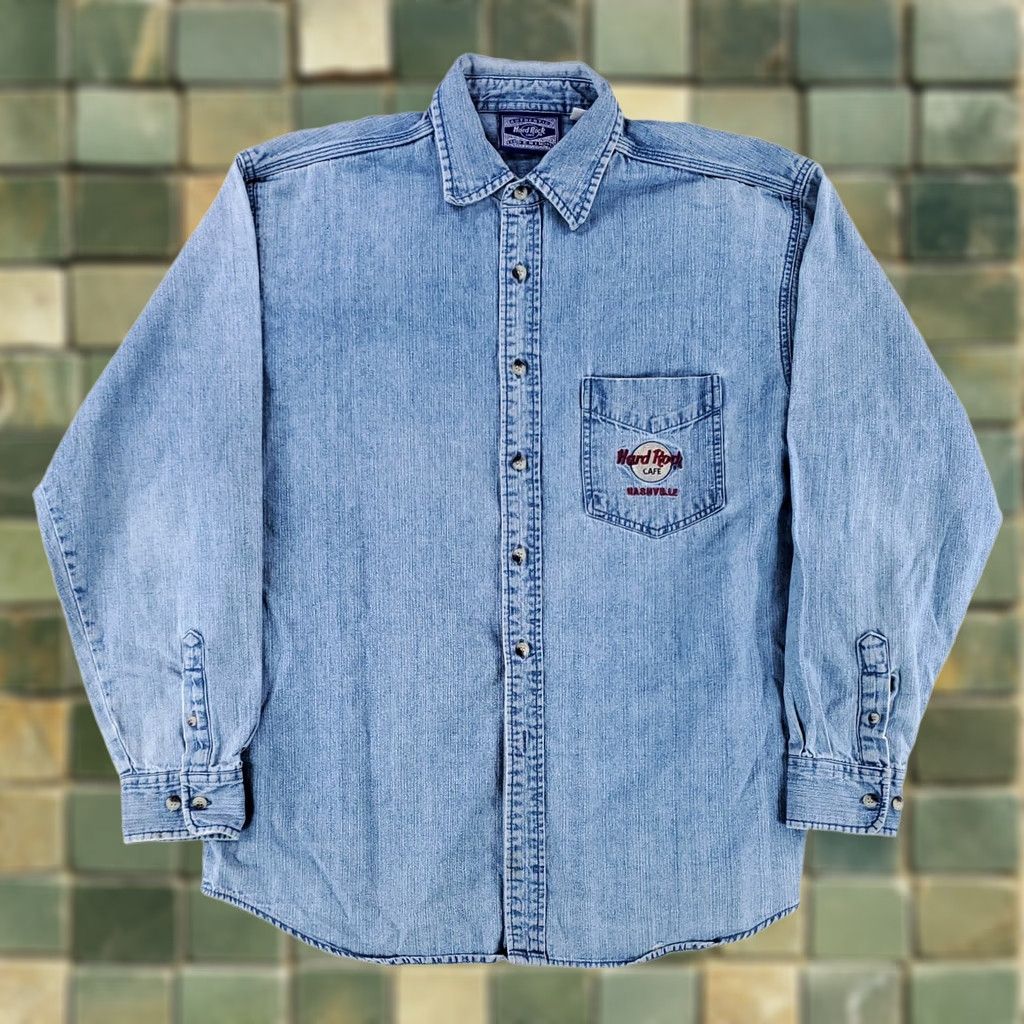 Hard Rock Cafe VINTAGE Hard Rock Cafe Denim Button Up Shirt 90s Nashville Mens L Blue Shirt Size US L / EU 52-54 / 3 - 1 Thumbnail