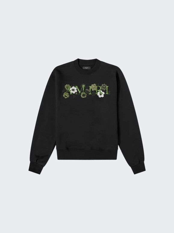 Amiri o1mle0925 Flower Amiri Crewneck Sweater in Black Size US L / EU 52-54 / 3 - 1 Preview