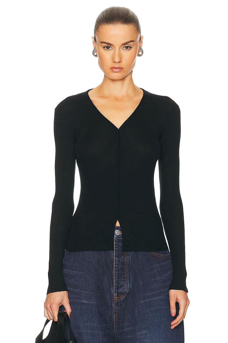 Balenciaga o1w1db10625 Fitted Cardigan in Black Size XS / US 0-2 / IT 36-38 - 1 Thumbnail