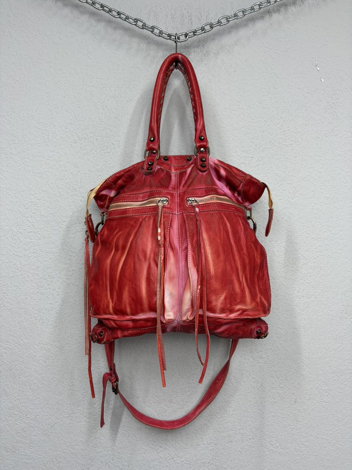 KMRii Balenciaga City Style Red Distressed Leather Bag Y2K Archive Size ONE SIZE - 2 Thumbnail