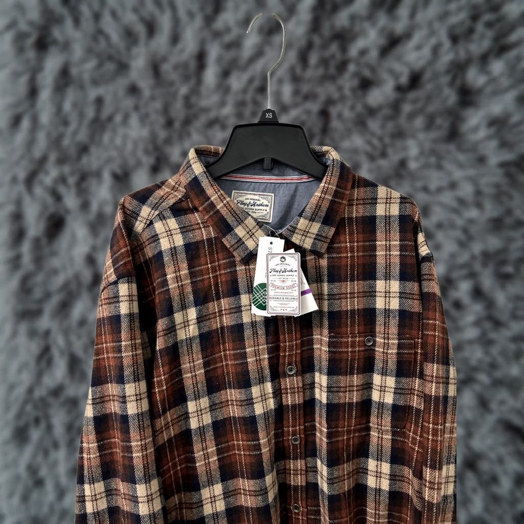 Flag & Anthem Flag & Anthem Flannel Shirt Mens 2XL Burgundy Plaid Button-Down L/S Mulitcolor Casual Workwear Rugged Flag Theme Size US XXL / EU 58 / 5 - 1 Thumbnail