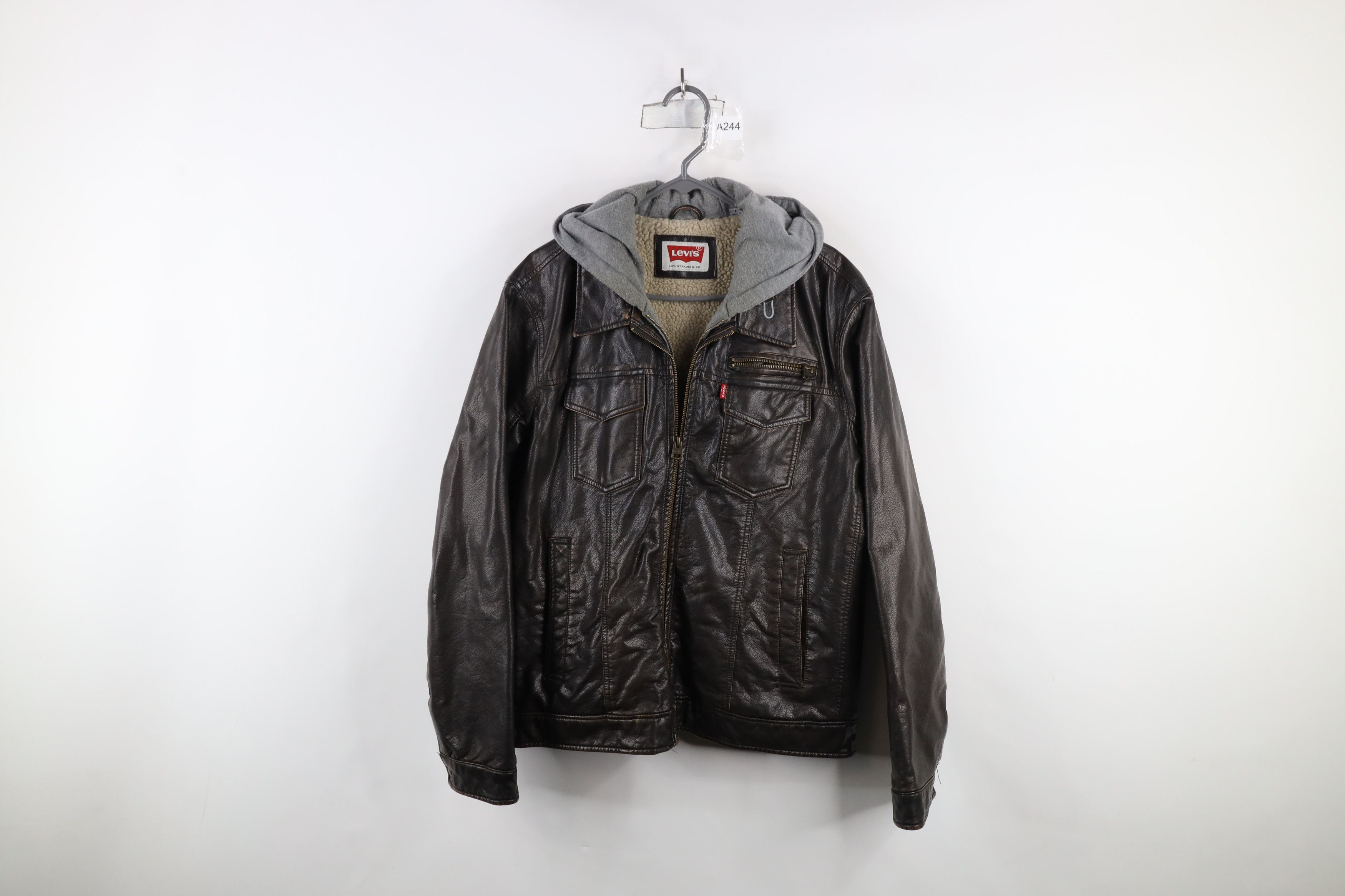 Levi's × Vintage Vintage Y2K Levis Pile Fleece Lined Hooded Trucker Jacket Size US L / EU 52-54 / 3 - 1 Thumbnail
