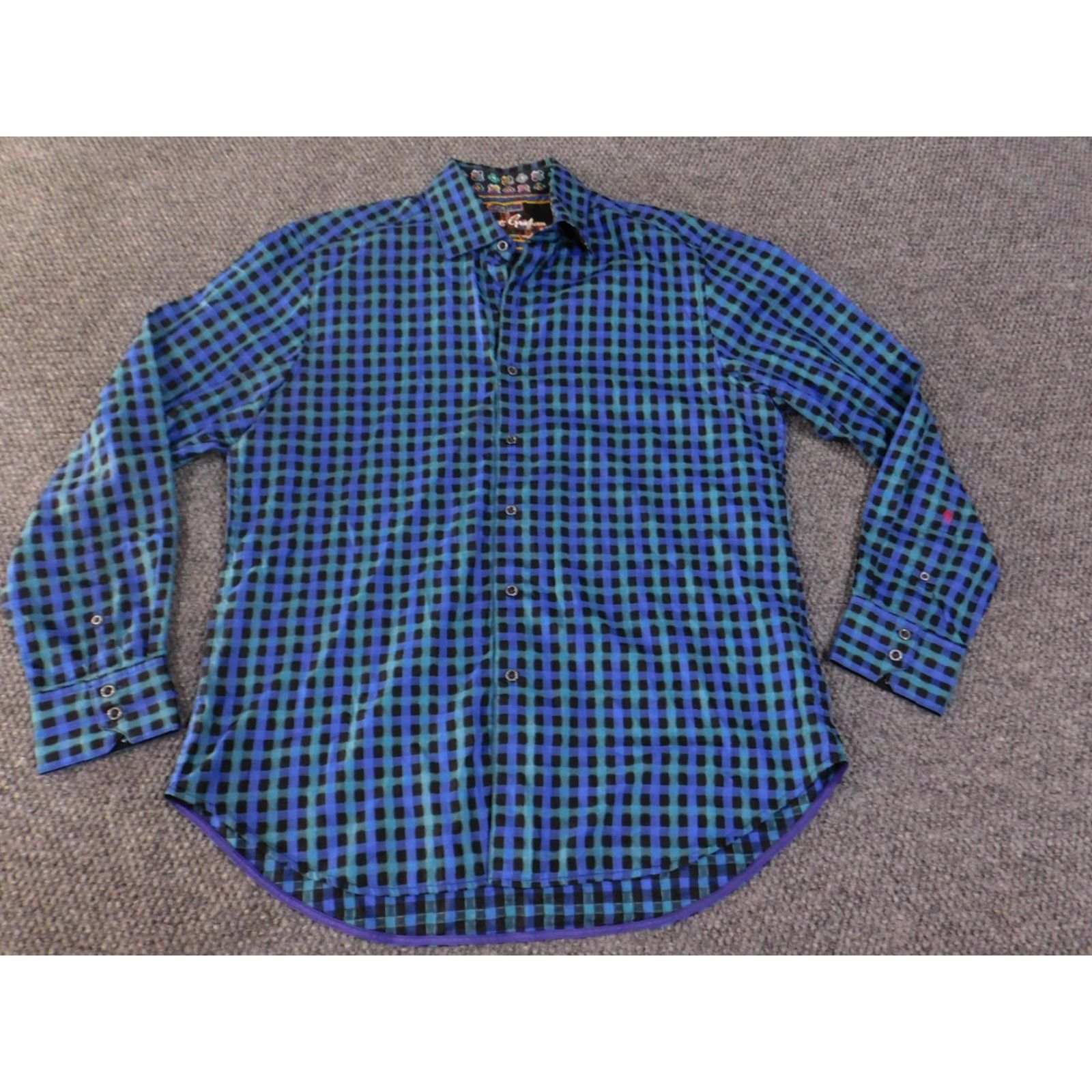 Robert Graham Robert Graham Shirt Mens Large Blue Black Plaid Long Sleeve Button-Up Modern Fit Size US L / EU 52-54 / 3 - 2 Thumbnail
