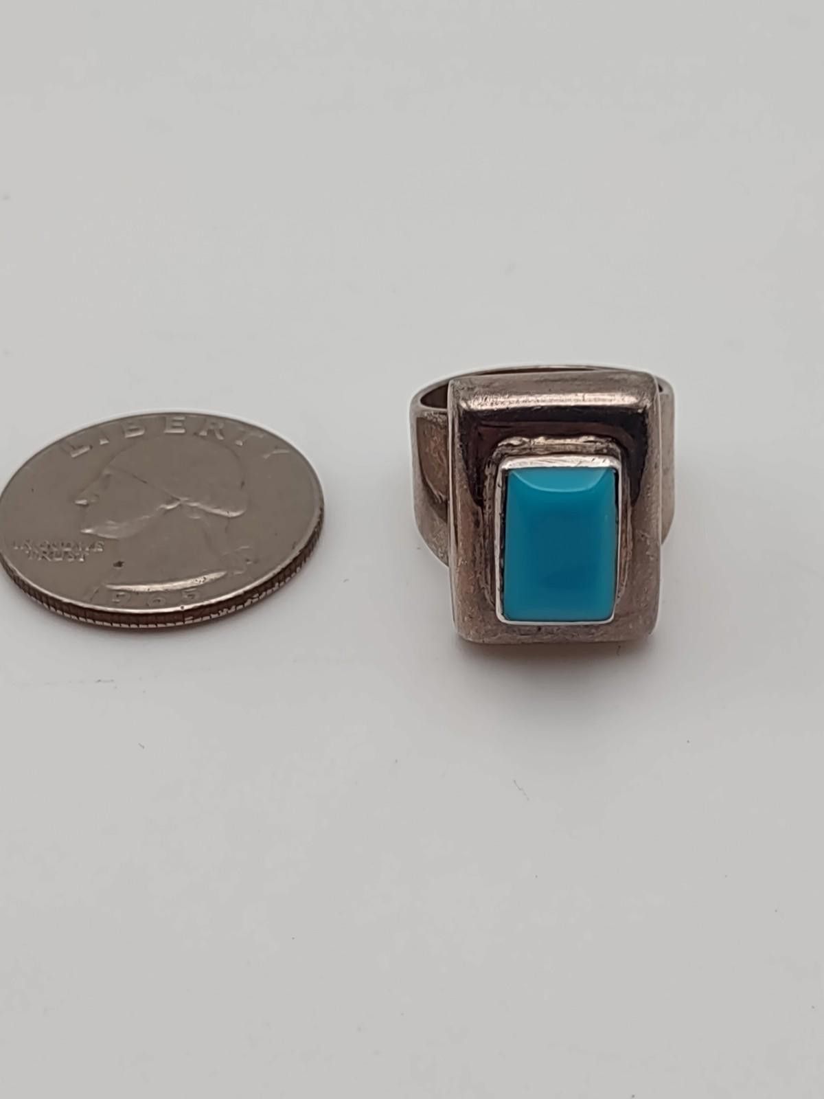 Other Taxco Style Mexican 925 Turquoise Ring Sz 6.5 11.9g Size ONE SIZE - 2 Thumbnail