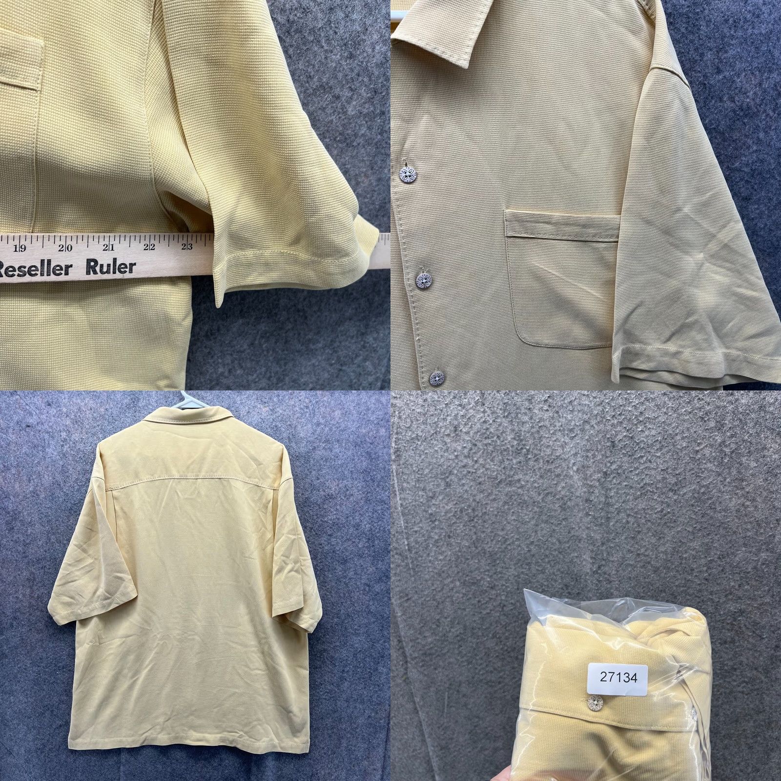 Tommy Bahama Tommy Bahama Shirt Men XL Yellow Button-Down Silk Solid Hawaiian Dress Button-Up Clubwear Casual Formal 46 Chest XL Size US XL / EU 56 / 4 - 8 Thumbnail