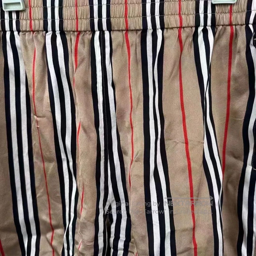 Japanese Brand Burberry Silk Striped Shorts. Size 33" - 3 Thumbnail