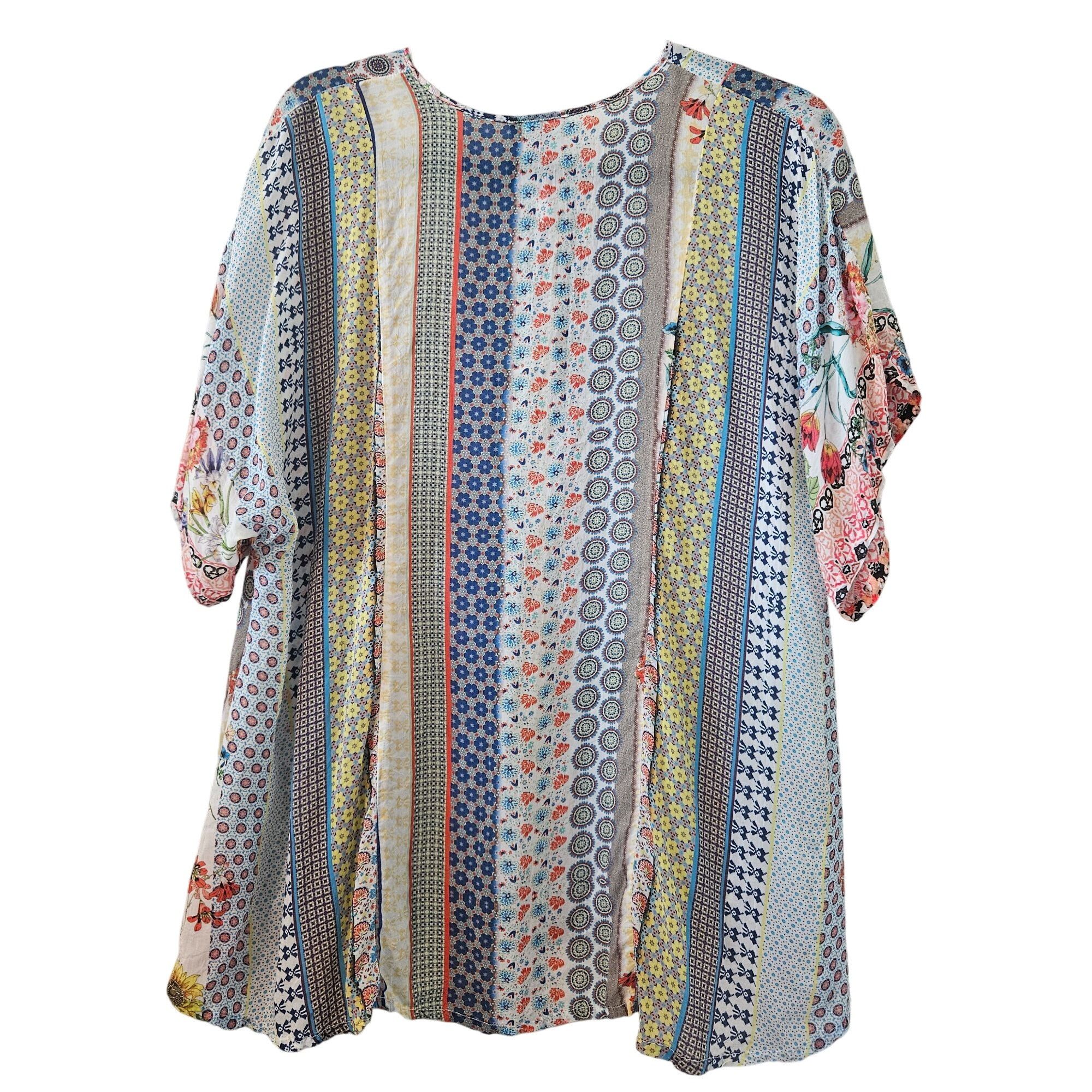 Johnny Was Johnny Was Womens Rayon Patchwork Tunic Top M Boho Tassel Fl Size M / US 6-8 / IT 42-44 - 5 Thumbnail
