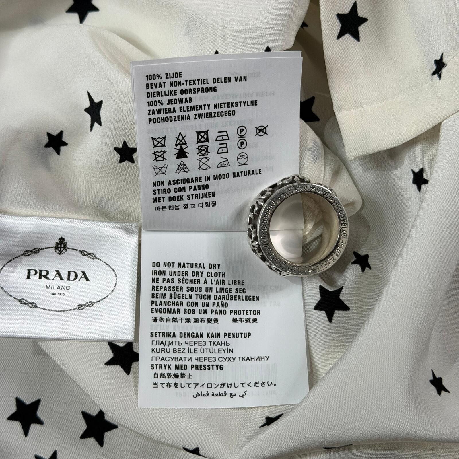 Prada Prada Silk Star Print Shirt Size US L / EU 52-54 / 3 - 12 Thumbnail