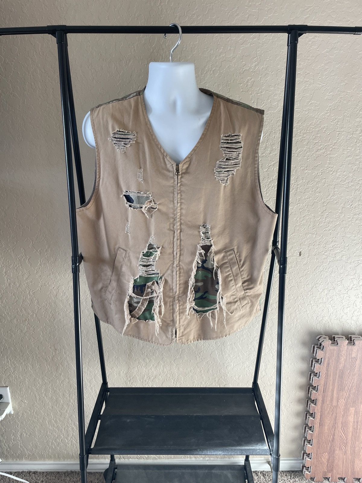 Denim & Supply Ralph Lauren Camo Distressed Vest Size US XL / EU 56 / 4 - 1 Thumbnail