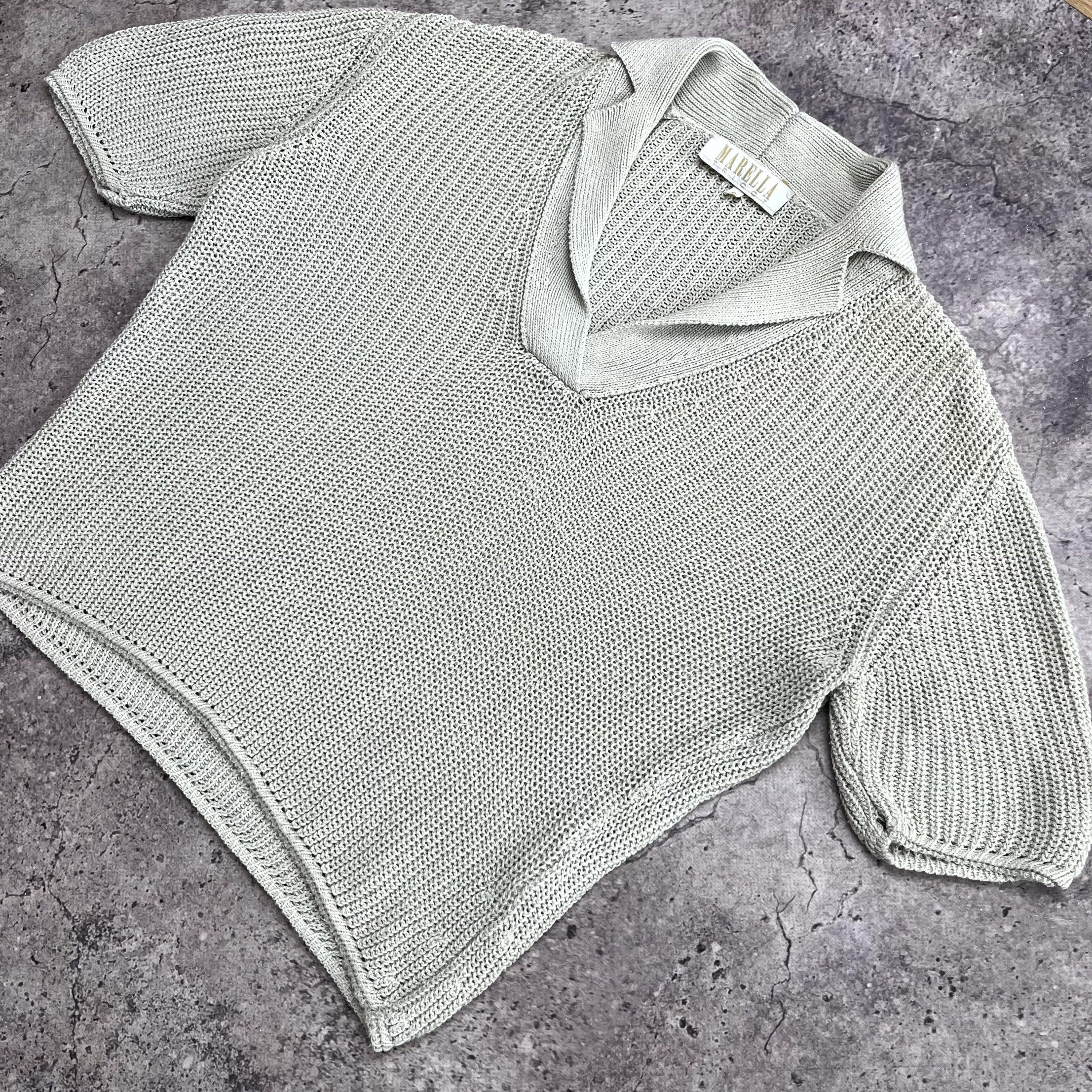 Marella Marella Tricot Knit Polo Top Gray T-Shirt V Neck Size S Size S / US 4 / IT 40 - 4 Thumbnail