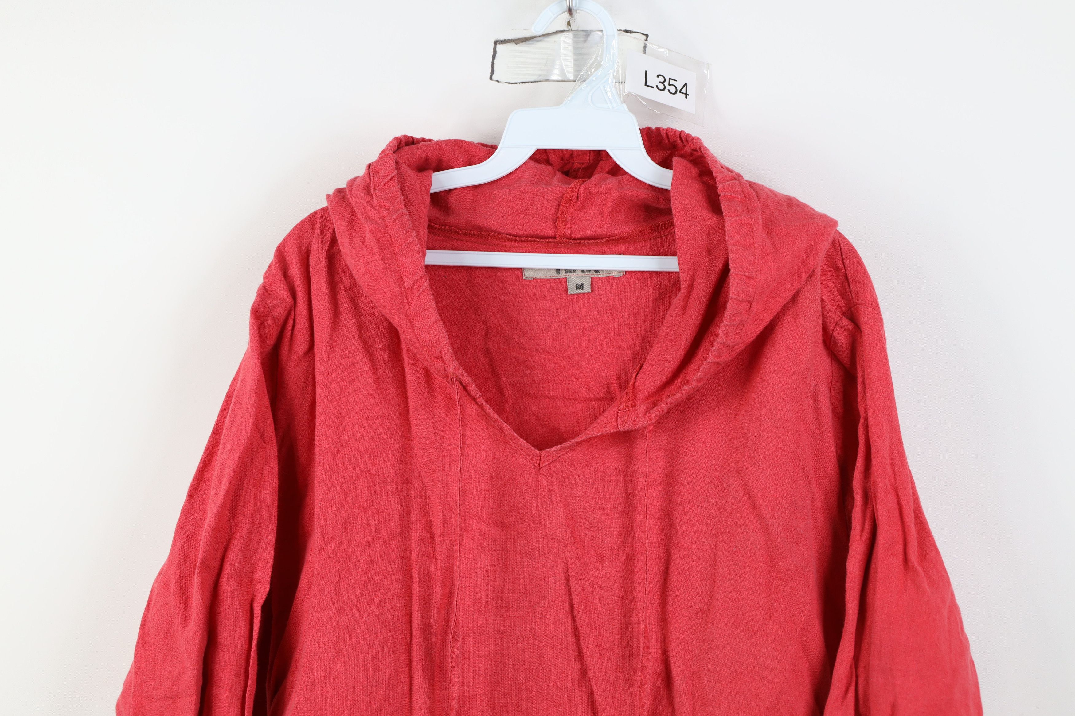 FLAX Flax Linen Blank Oversized Baggy Hoodie Tunic Pullover Red Size M / US 6-8 / IT 42-44 - 2 Thumbnail