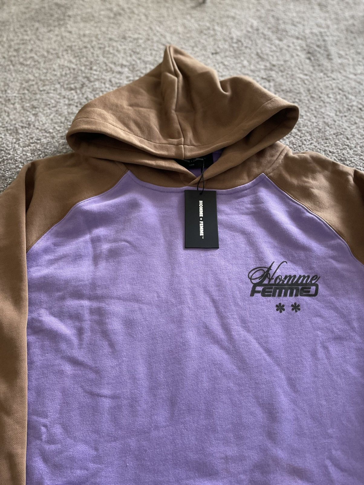 Homme + Femme La Homme Femme Lavender Brown Colorblock Hoodie NWT Size US L / EU 52-54 / 3 - 1 Thumbnail