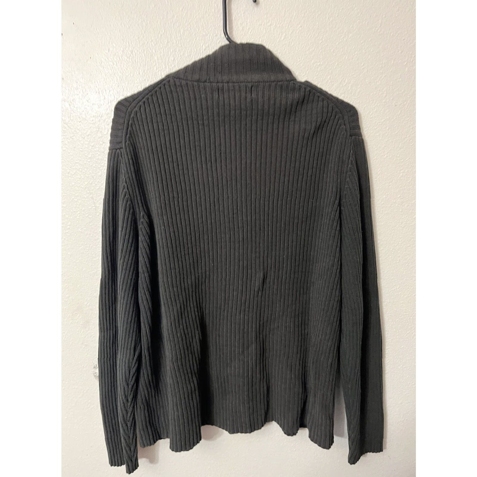 Express VINTAGE Express Full Zip Ribbed Sweater Black Solid Y2K XL Size US XL / EU 56 / 4 - 3 Thumbnail