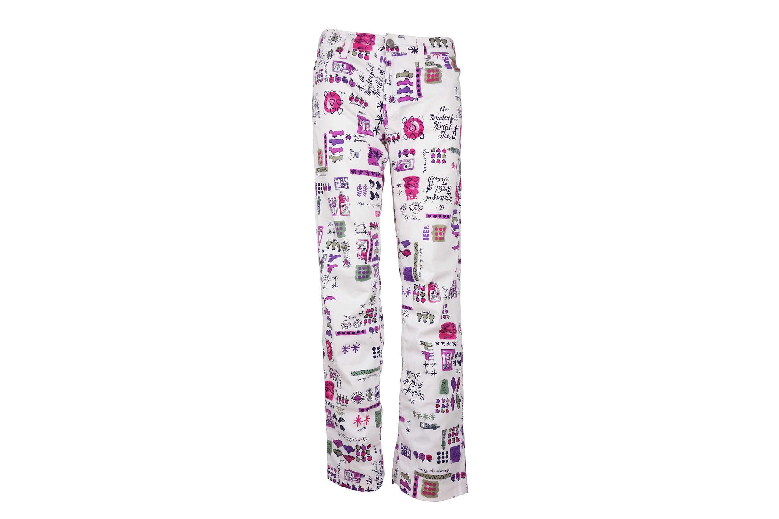 Iceberg Iceberg Ice B Print Jeans Cotton Pants Monogram Pink Vintage Size 29" - 2 Thumbnail