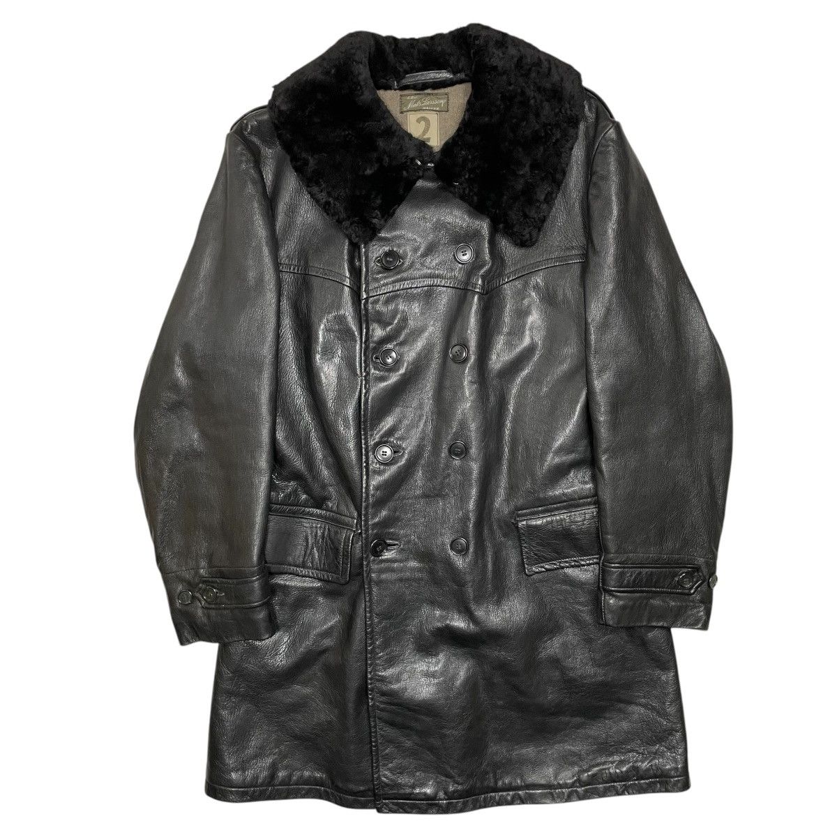 1940s Swedish Army Horsehide Leather Coat - M/L