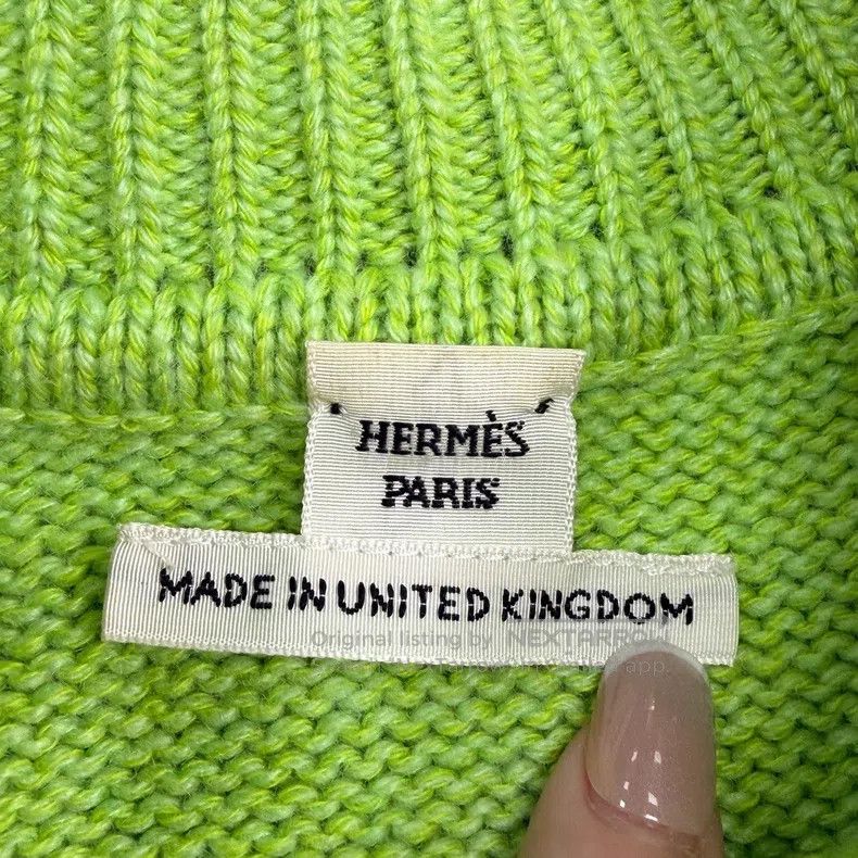 Hermes Hermes Green Metal Logo Cashmere Sweater Size XXS / US 00 / IT 34 - 5 Thumbnail