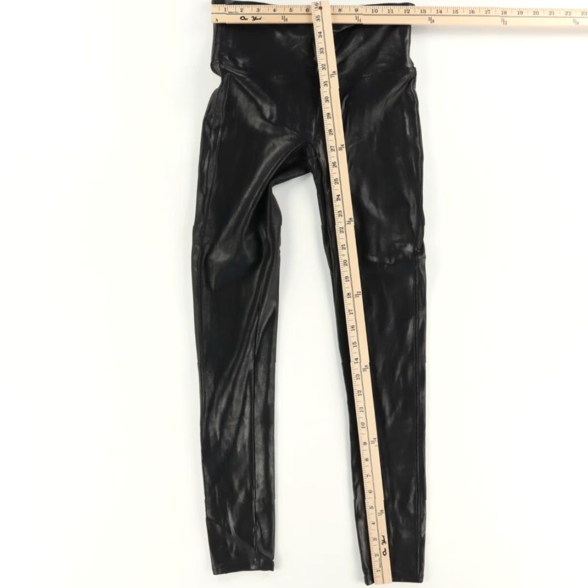 Spanx Spanx High Stretch Faux Leather Nylon Woven Leggings Pants Black Women's M Size 32" / US 10 / IT 46 - 3 Thumbnail