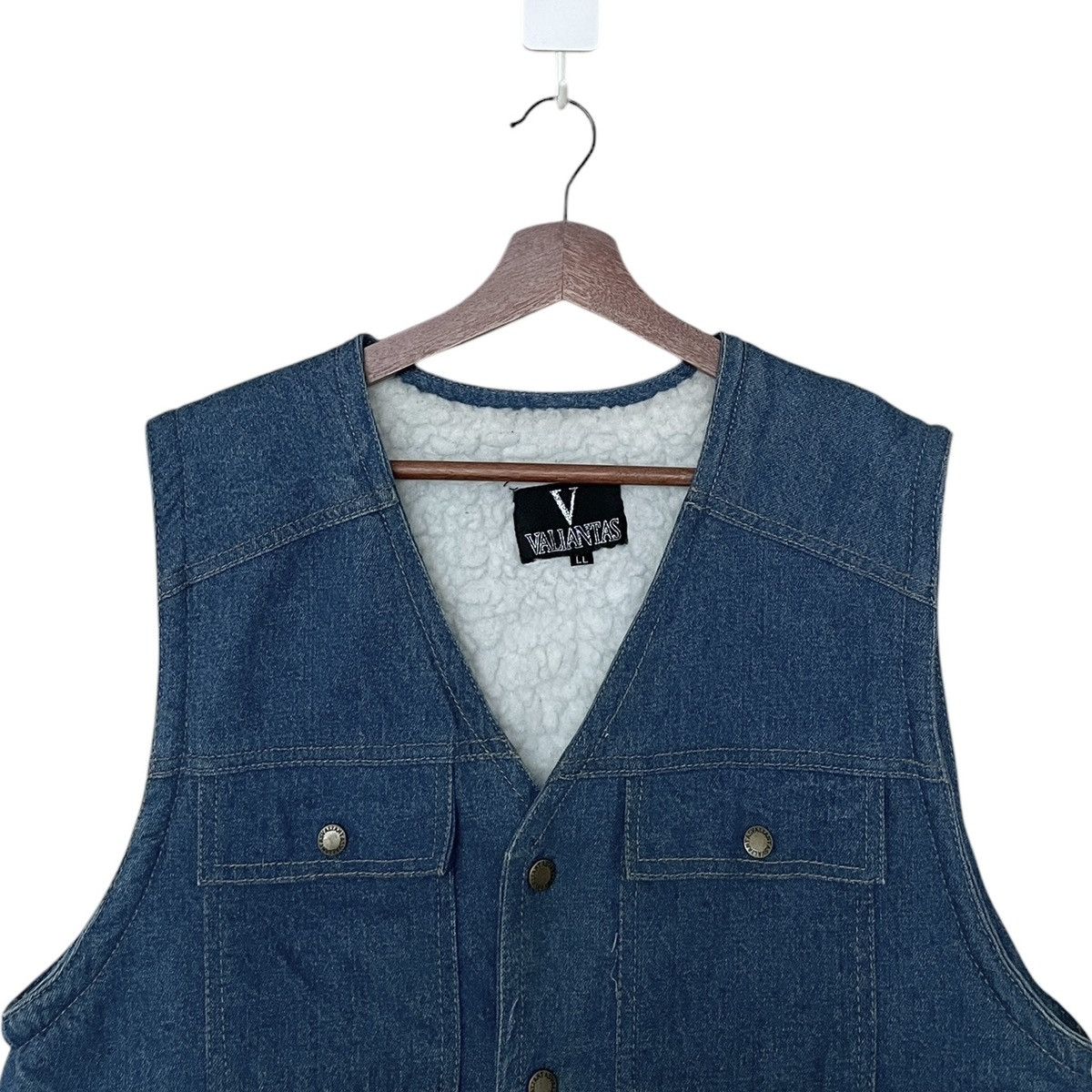 Japanese Brand × Vintage Vintage Brand Valiantas Fur Denim Vest 1990s Size US XL / EU 56 / 4 - 3 Thumbnail