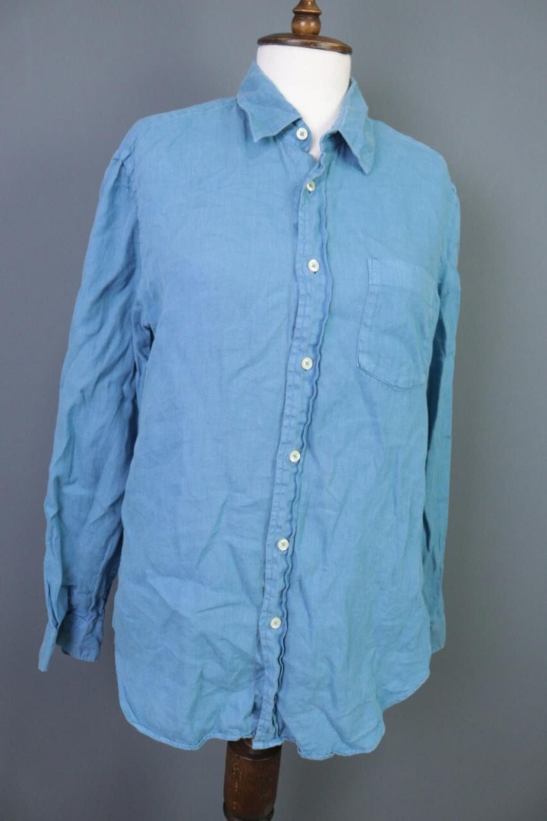 120% Lino 120% Lino Medium Fit Blue Linen Tunic Top Shirt Size M Size M / US 6-8 / IT 42-44 - 7 Thumbnail
