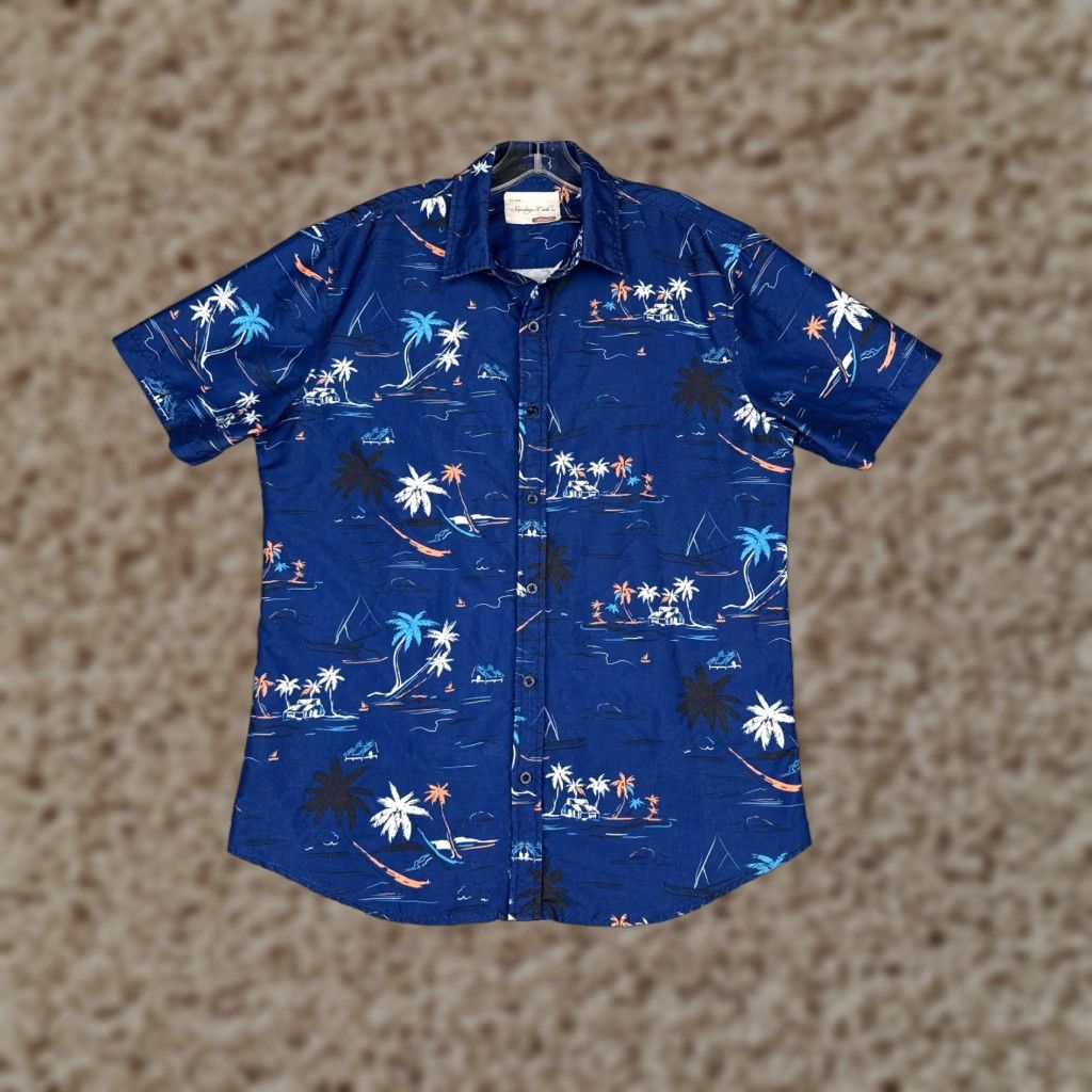 Sovereign Code Sovereign Code Shirt Men Medium Blue Button Up Hawaiian 100% Cotton Palm Hut Size US M / EU 48-50 / 2 - 1 Thumbnail