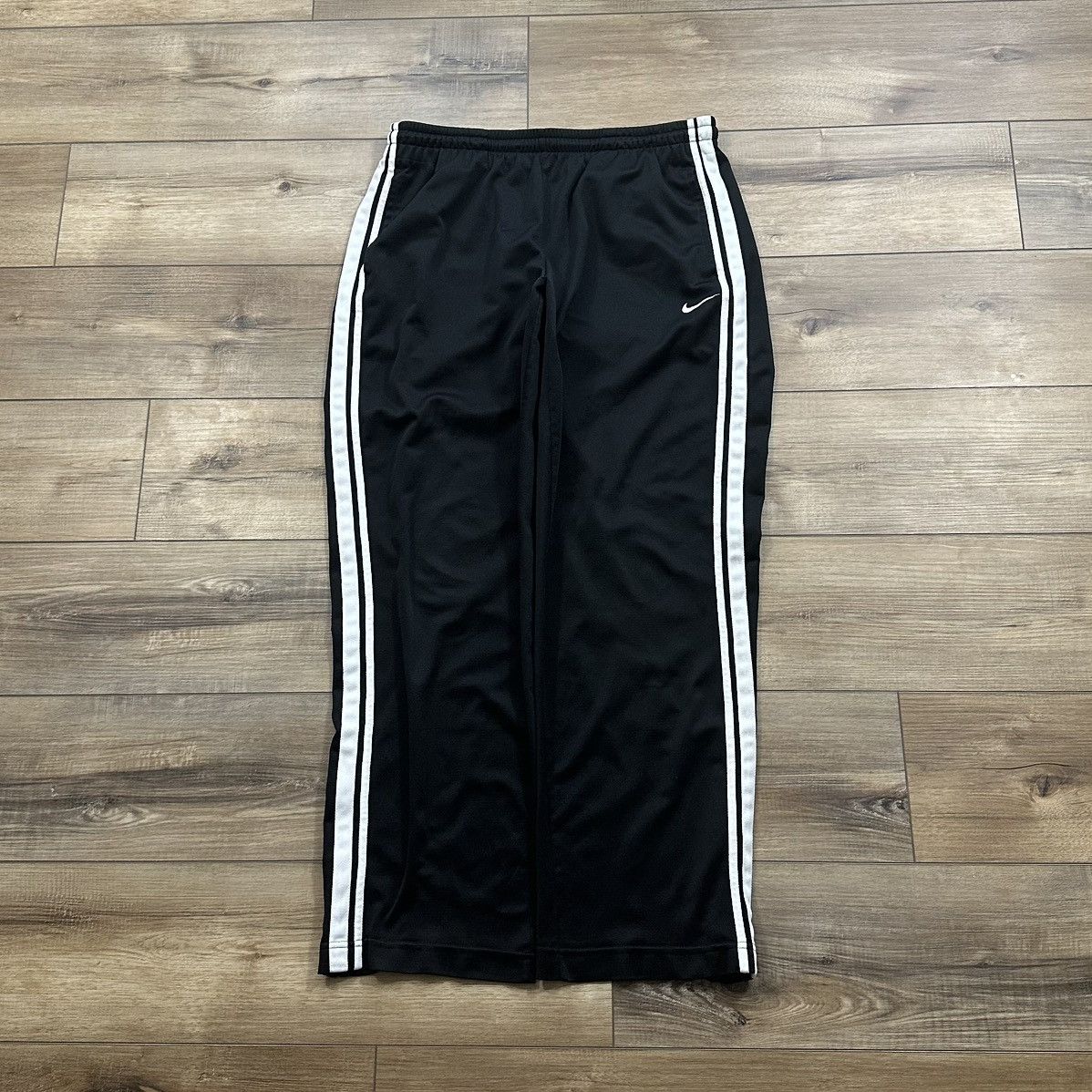 Nike Vintage 2000s Y2K Nike Black and White Wide Leg Track Pants Size US 33 - 1 Thumbnail