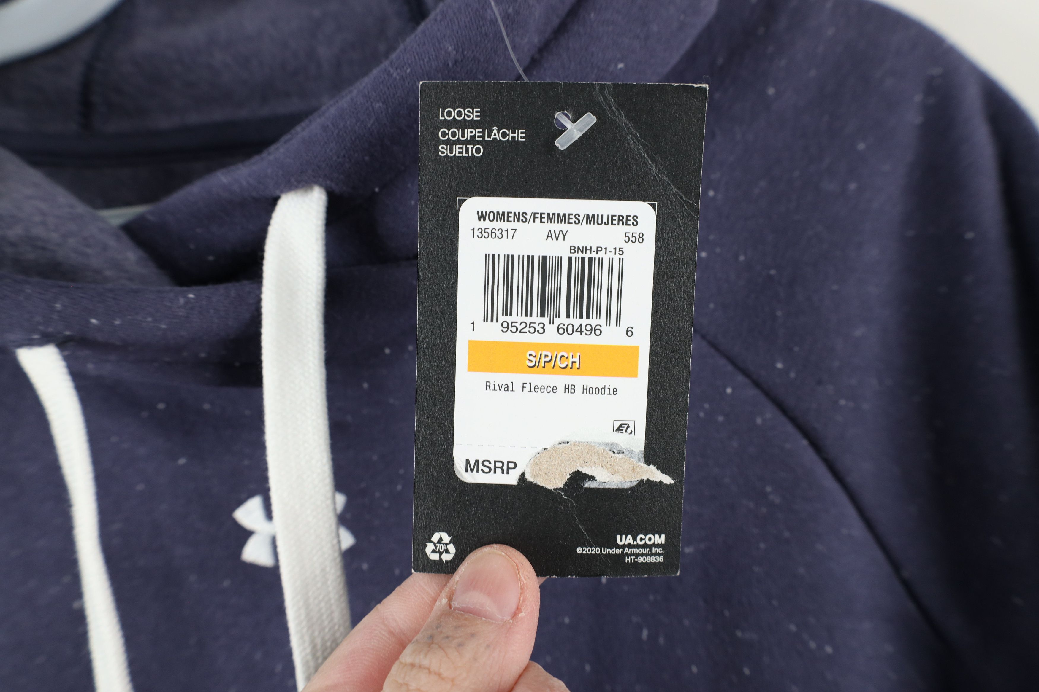 Under Armour × Vintage New Under Armour Fleece Flecked Hoodie Sweatshirt Purple Size S / US 4 / IT 40 - 5 Thumbnail